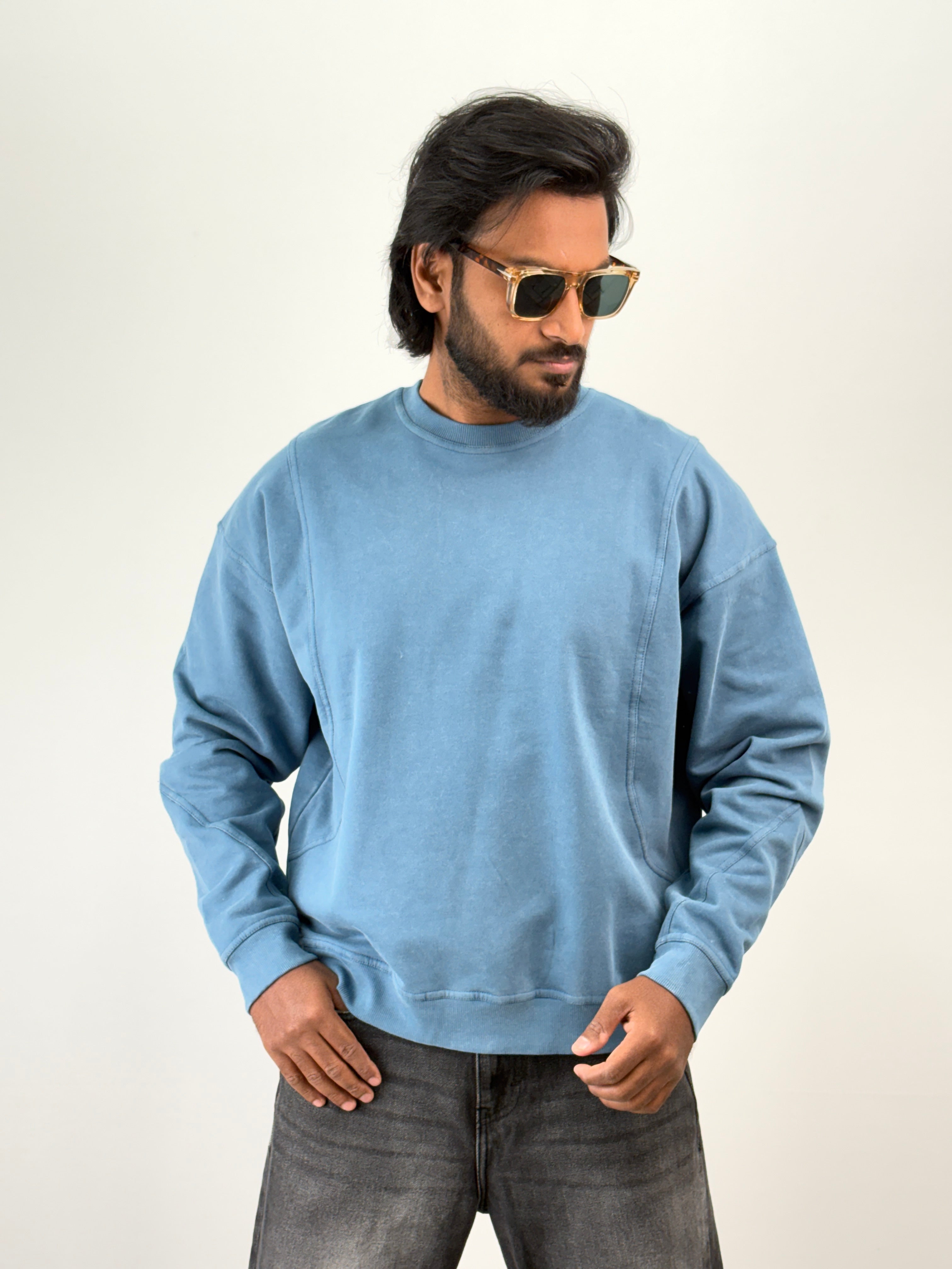 Blue Oversized Sweatshirt