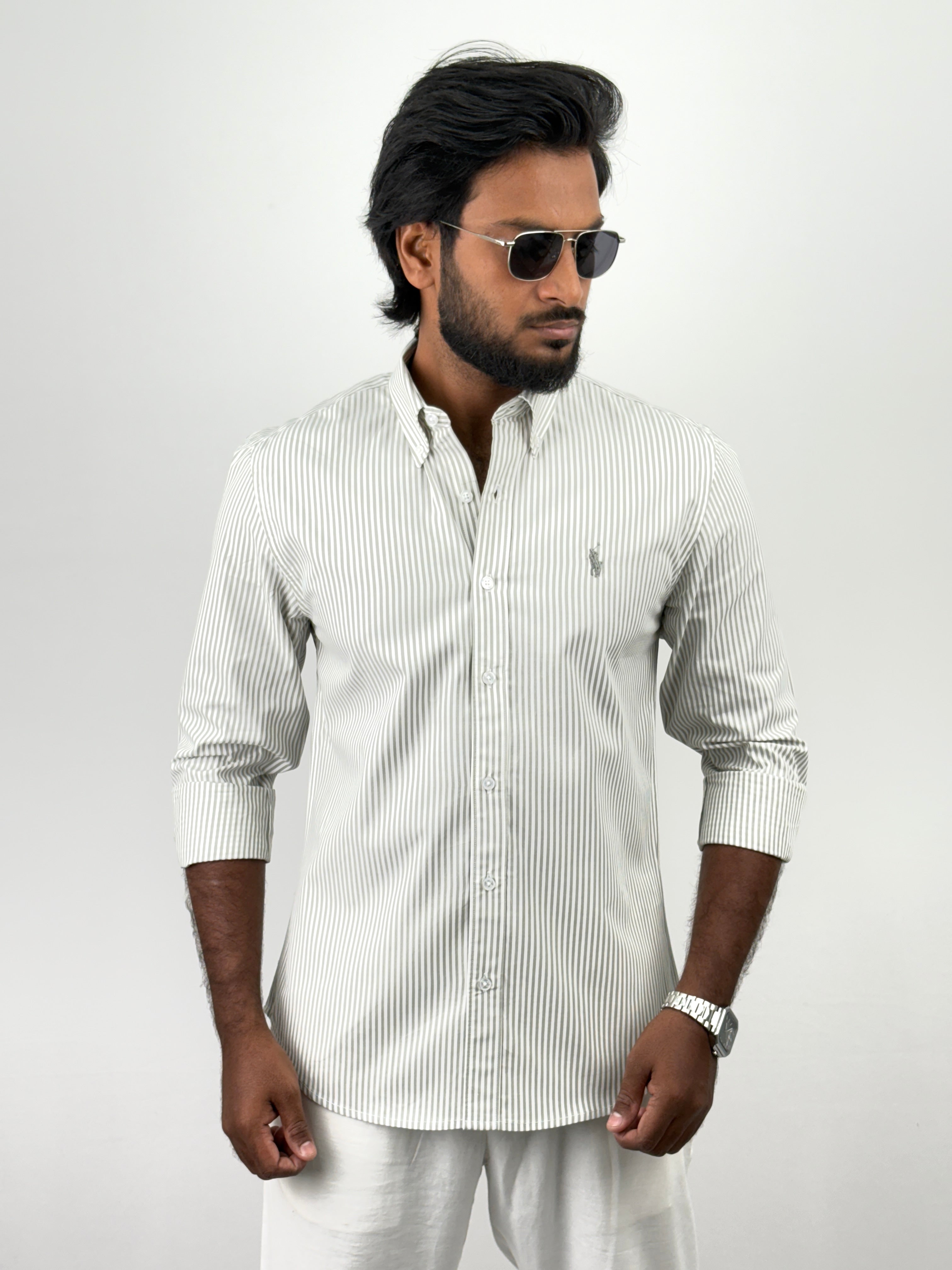 Mild Green Pinstripe Shirts