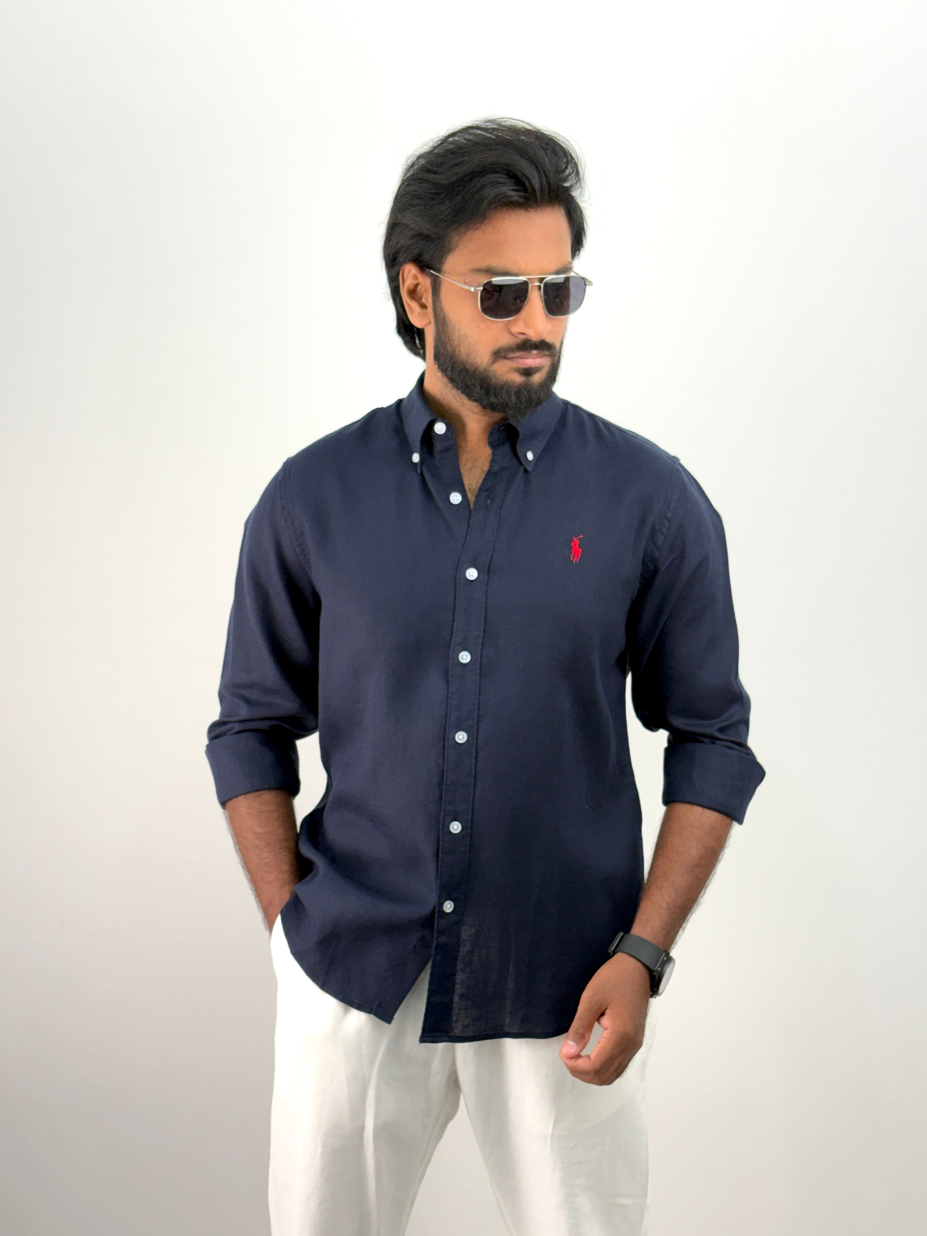 Navy Linen Shirt