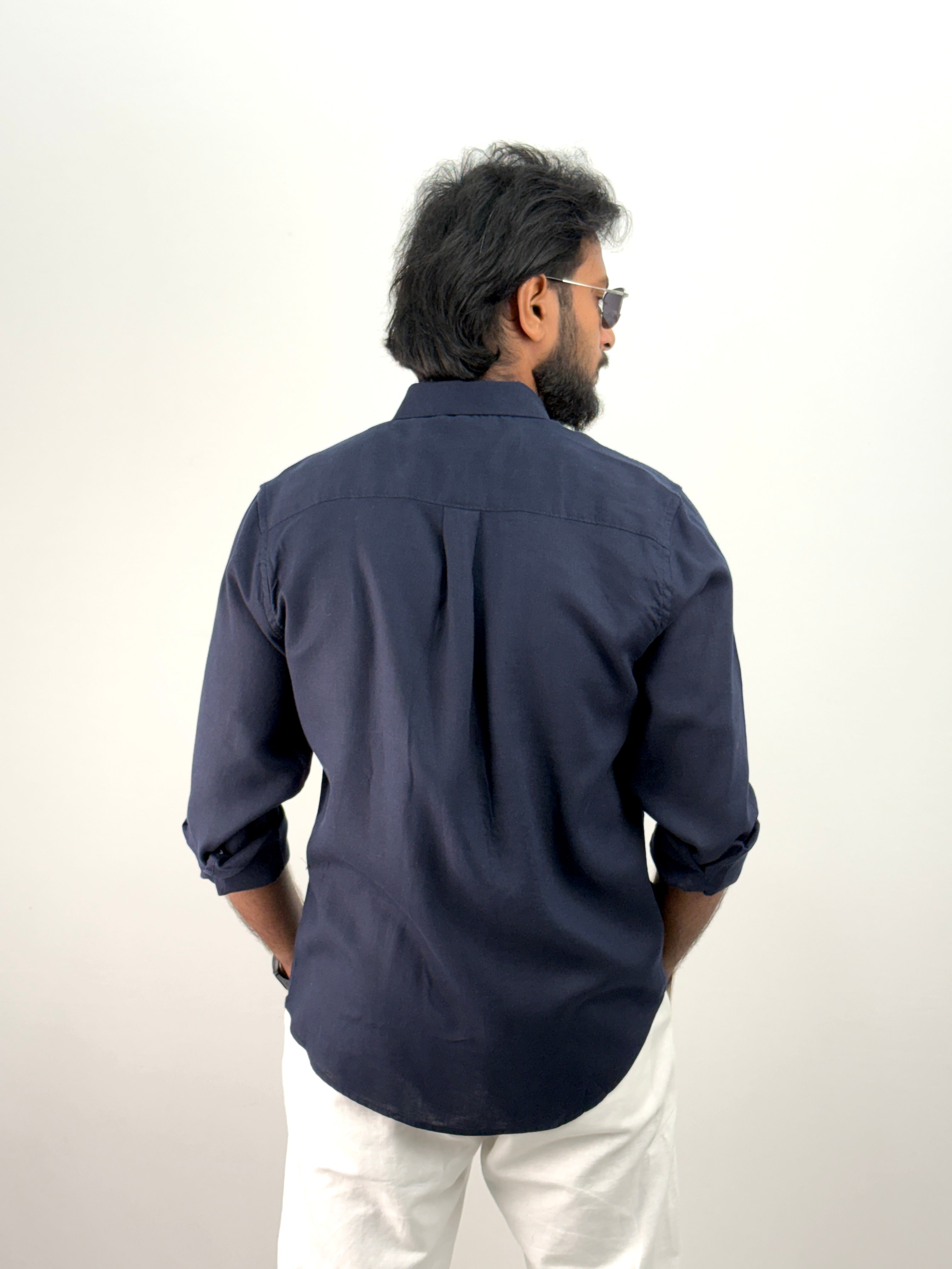 Navy Linen Shirt