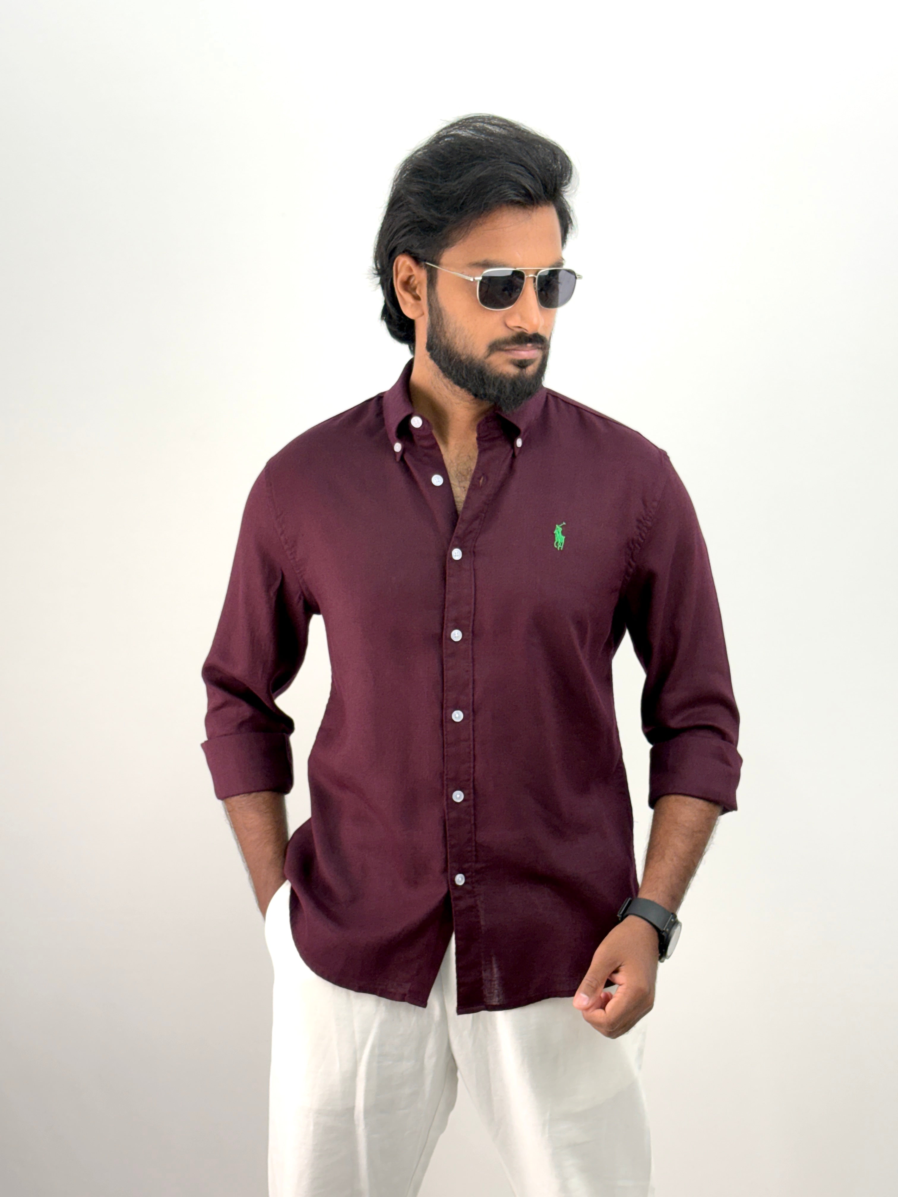 Wine Linen Shirt