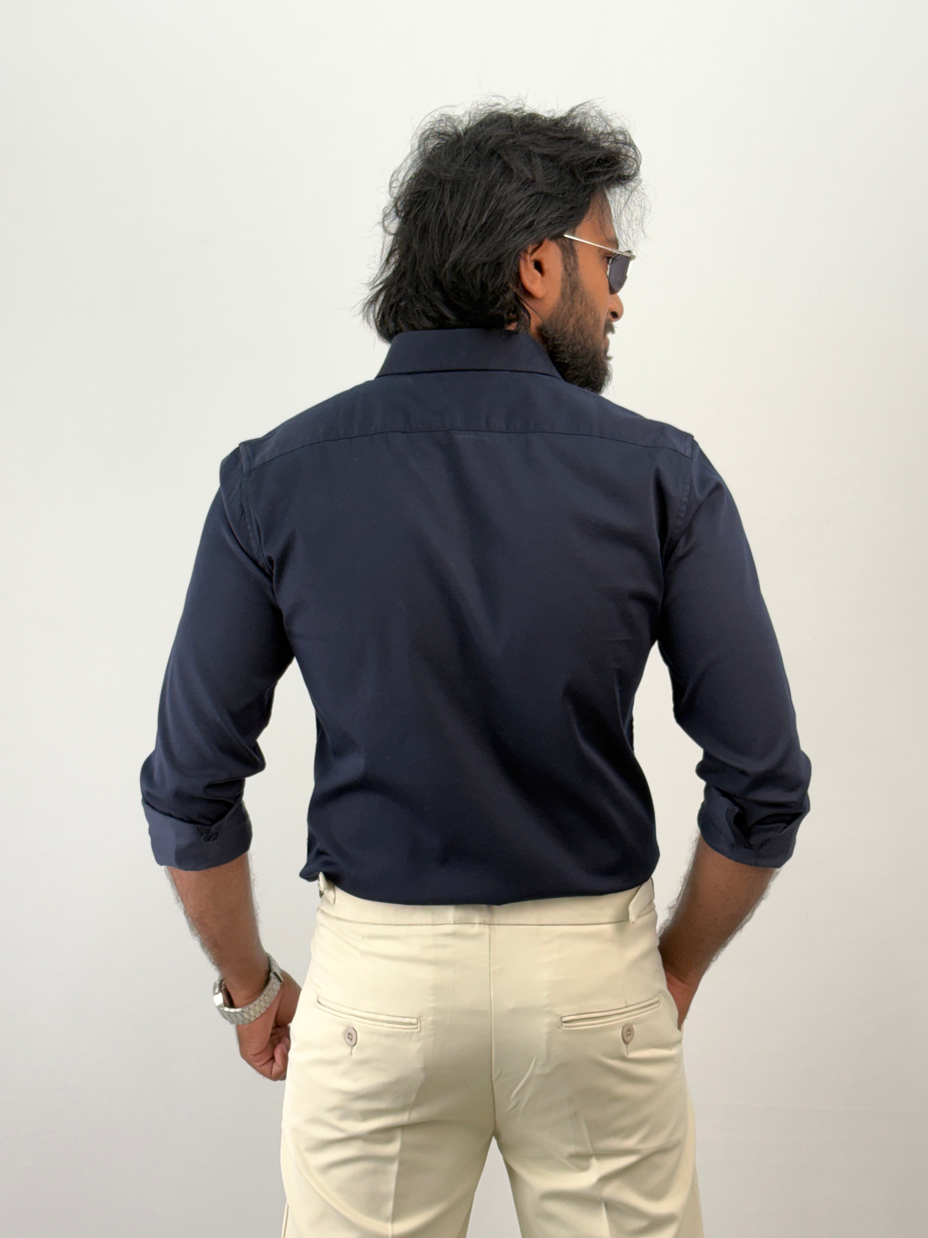 Navy Sateen Shirt 1