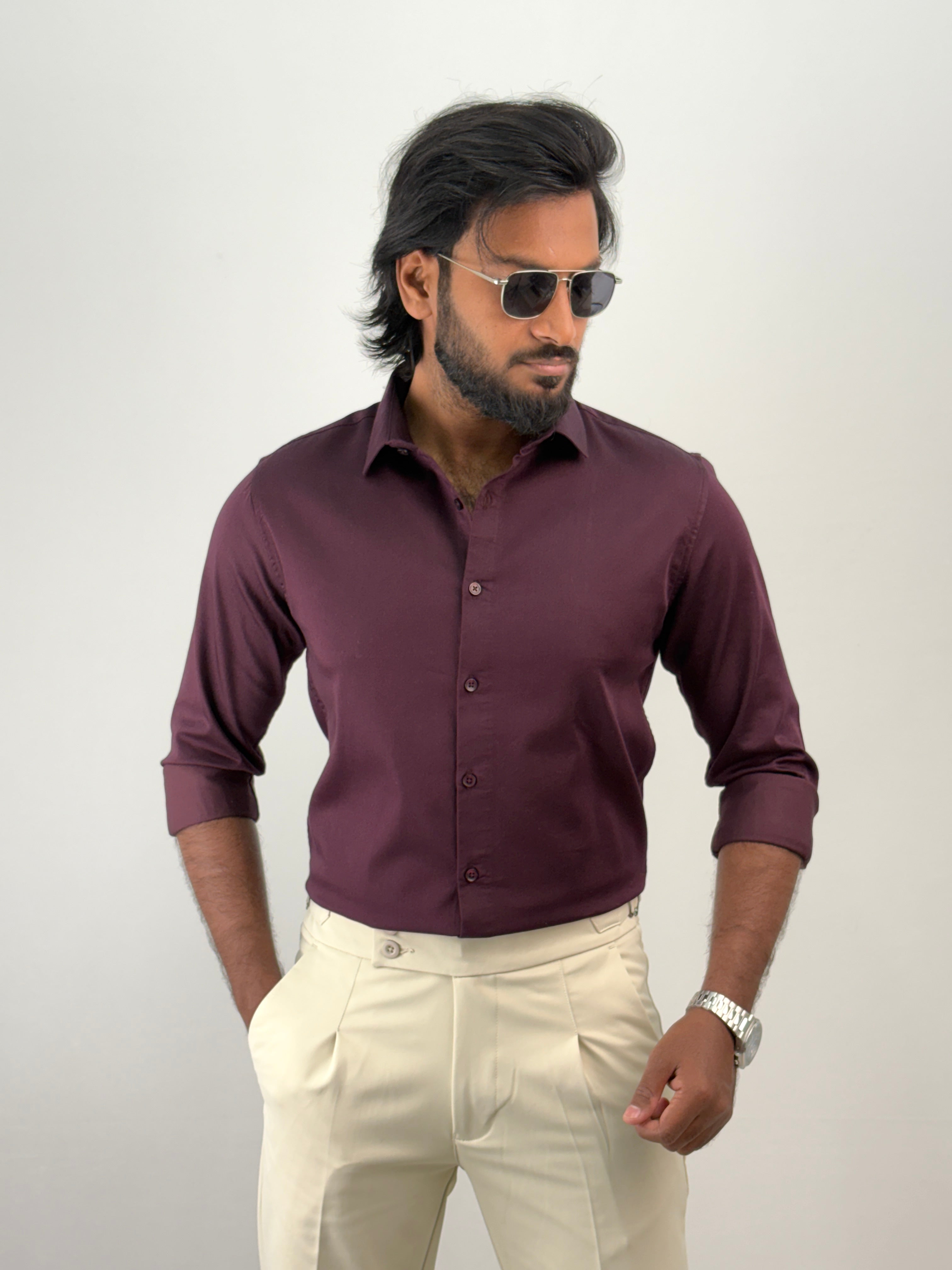 Wine Sateen Shirt 1