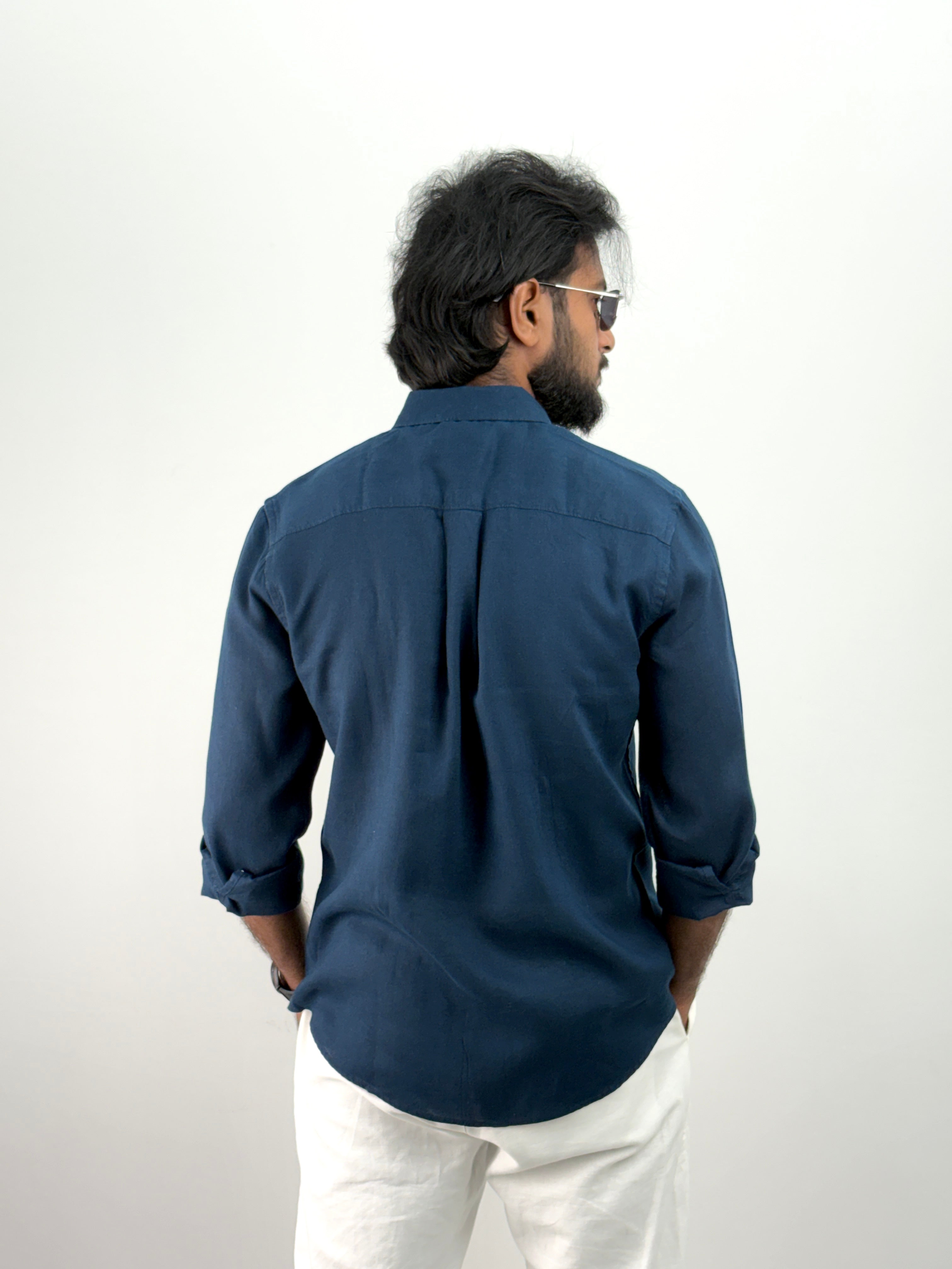 Peacock Blue Linen Shirt