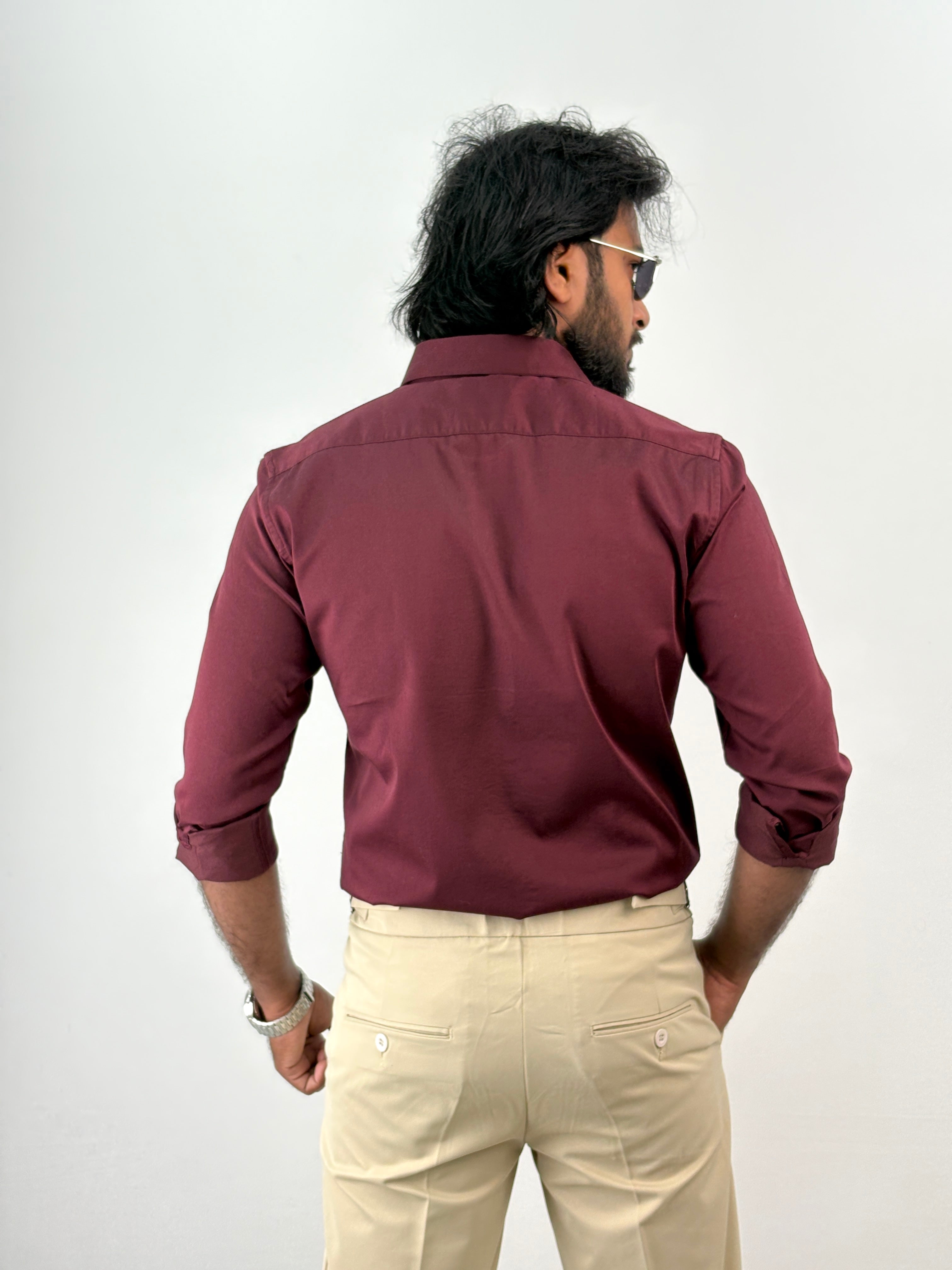 Maroon Sateen Shirt 1