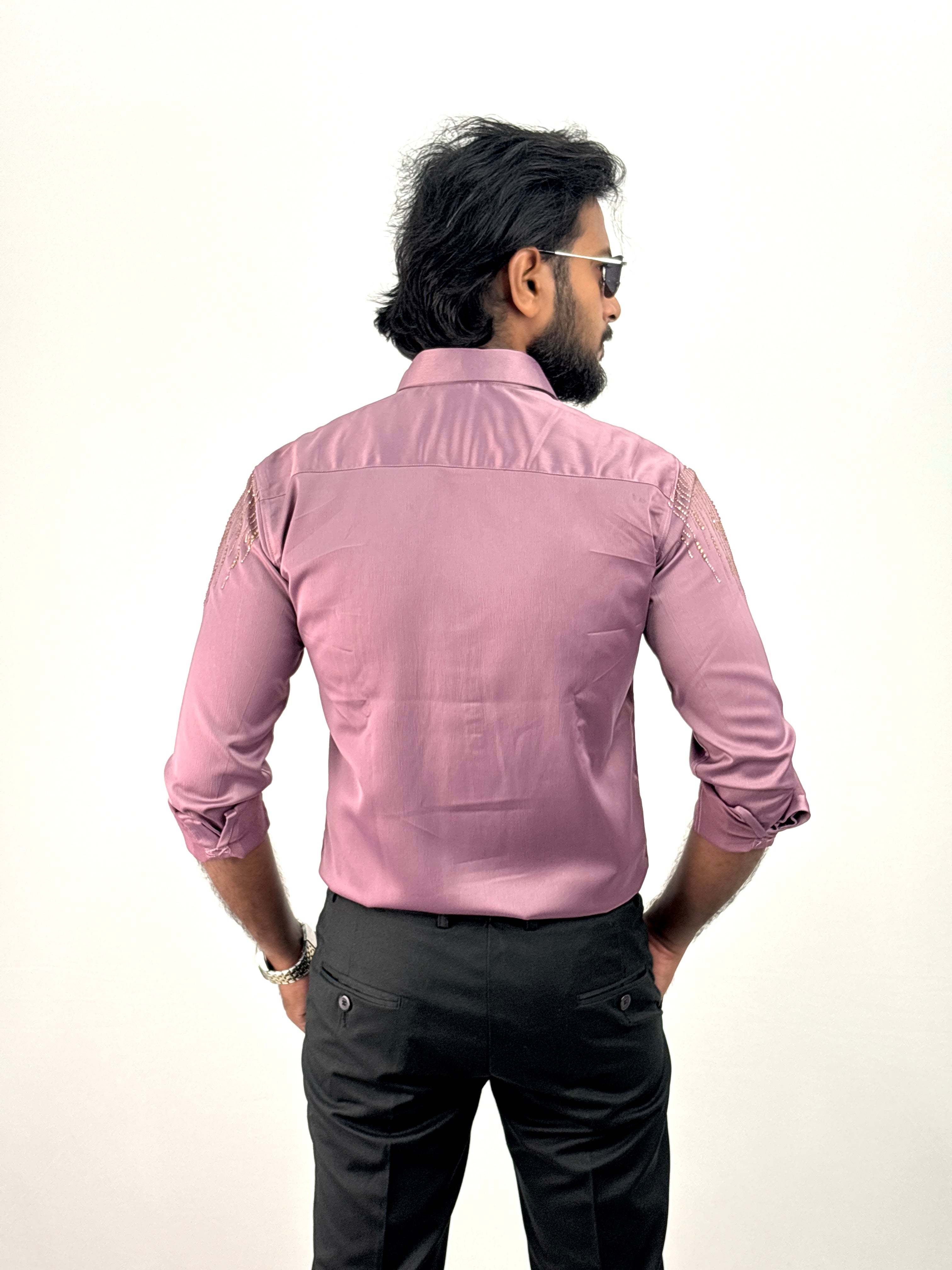 Mauve Designer Stone Work Shirt 19