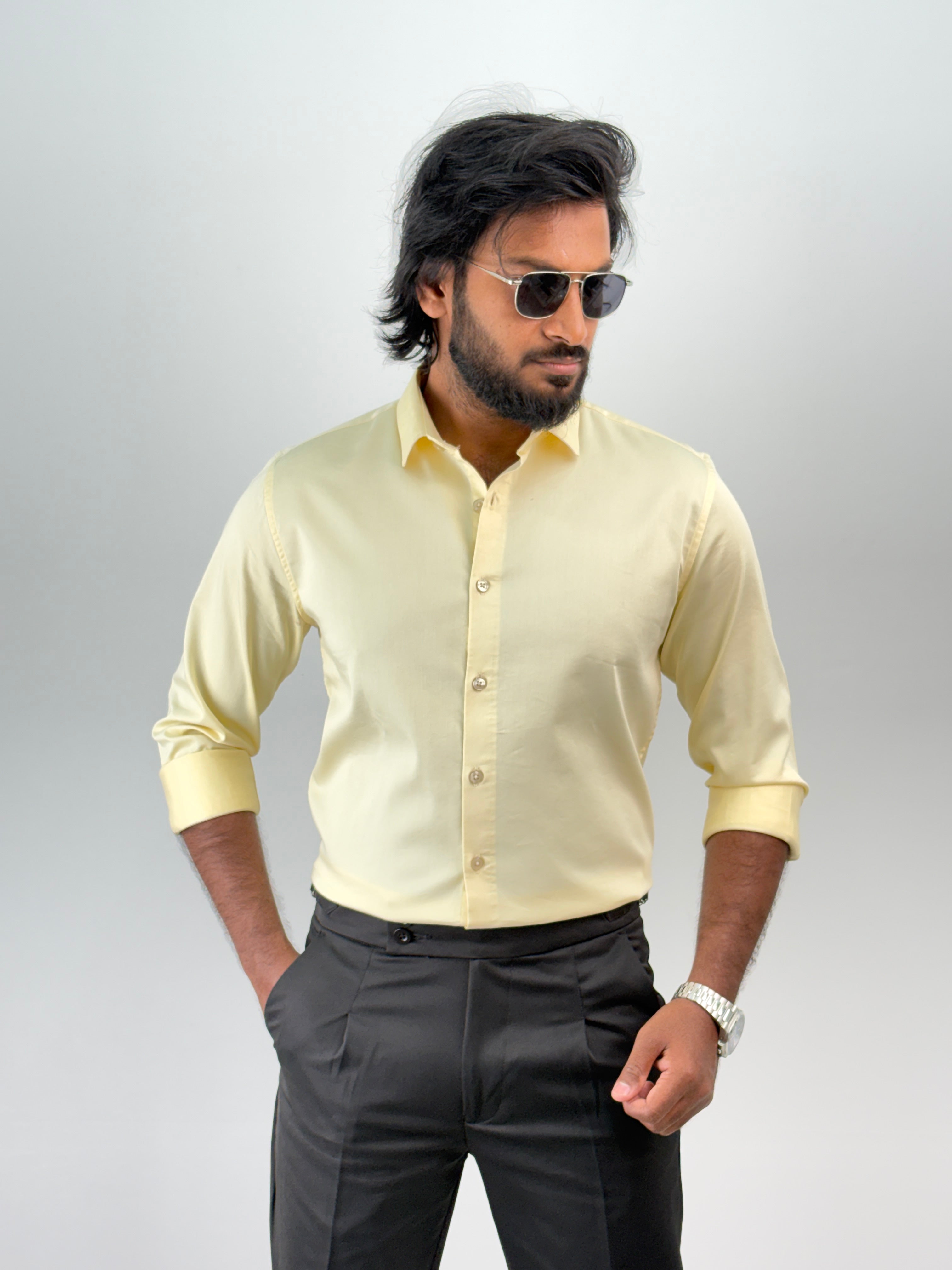 Light Yellow Sateen Shirt 1