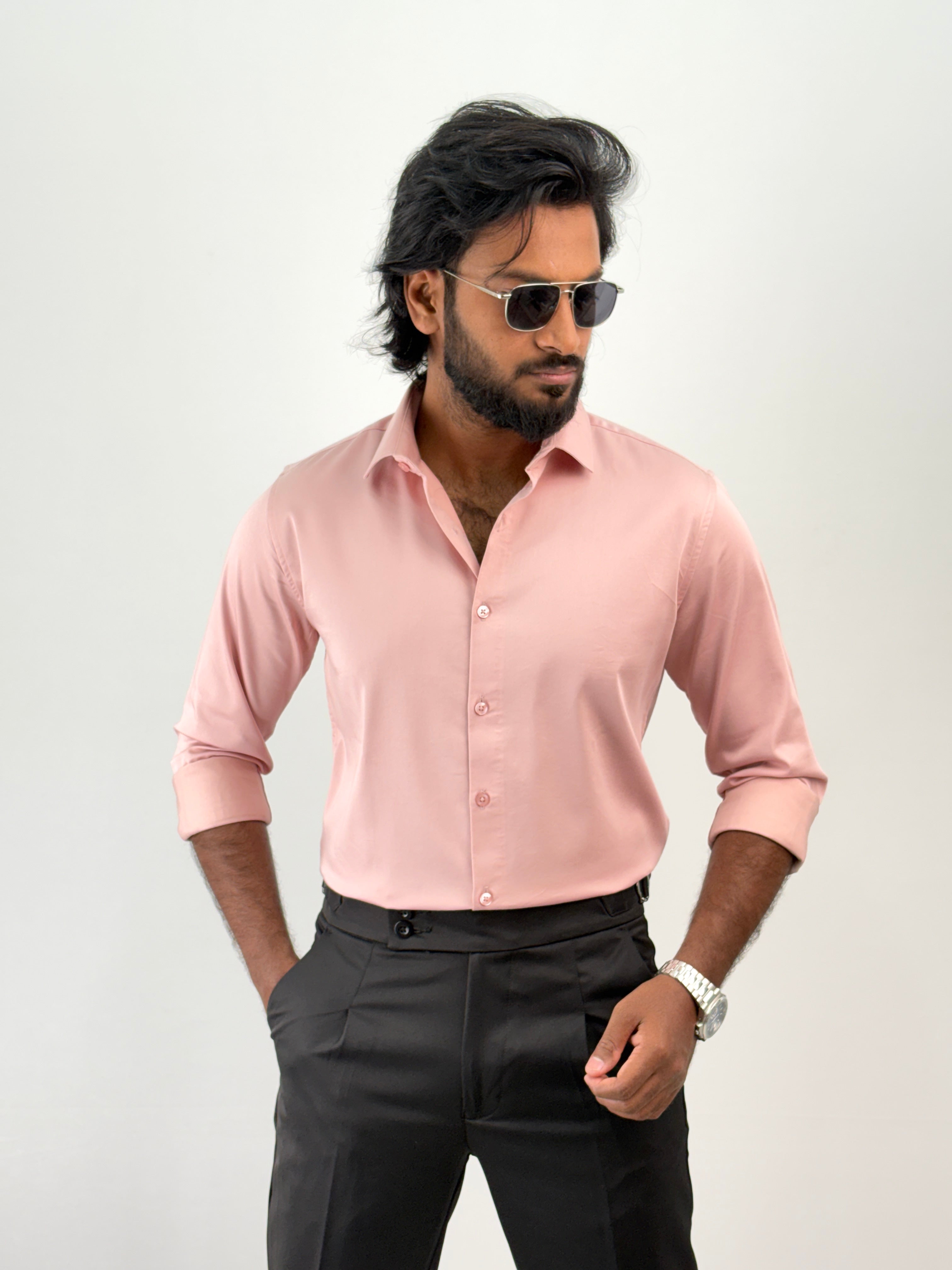 Light Peach Sateen Shirt 1