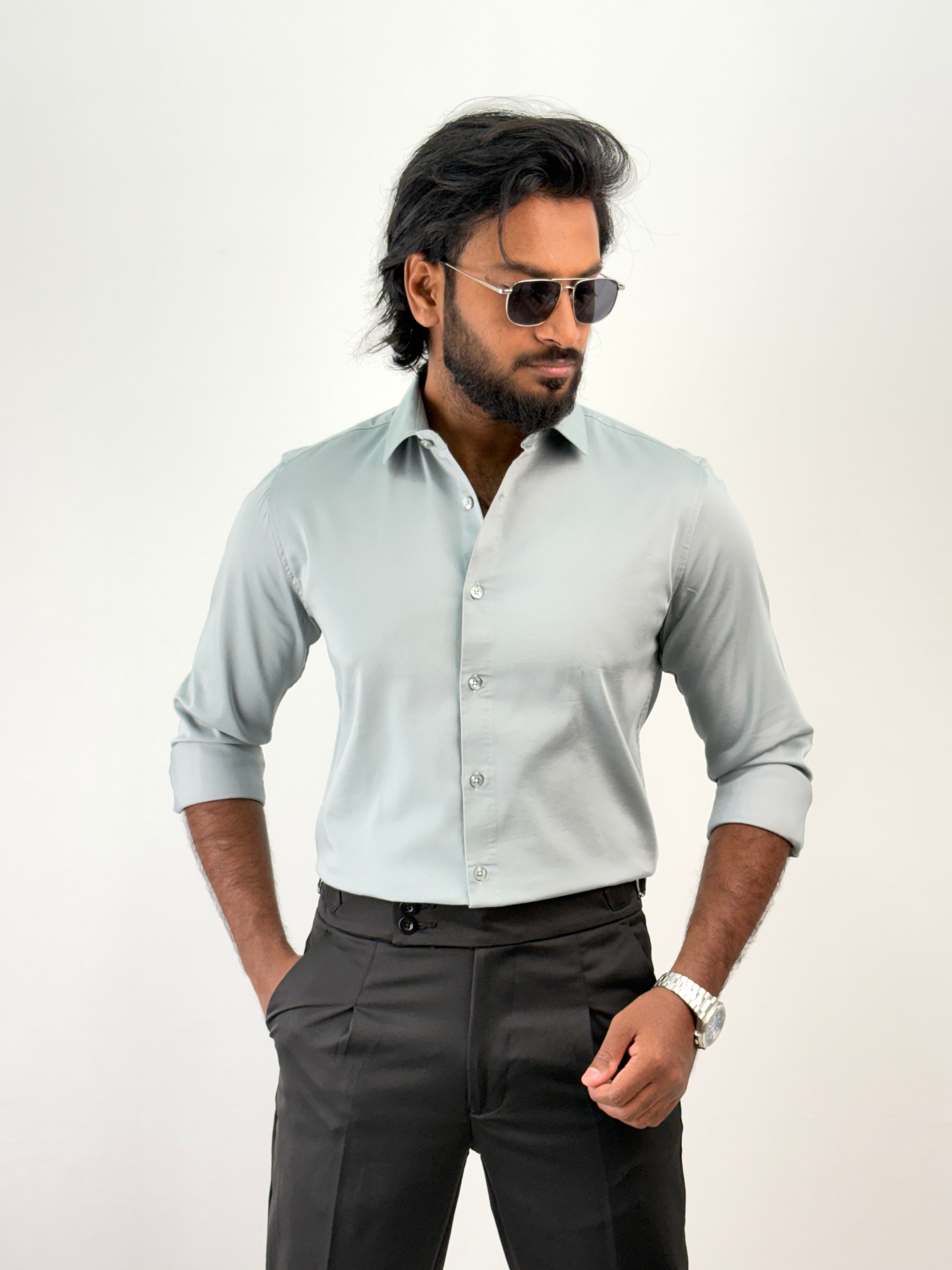 Bachelor Blue Sateen Shirt 1