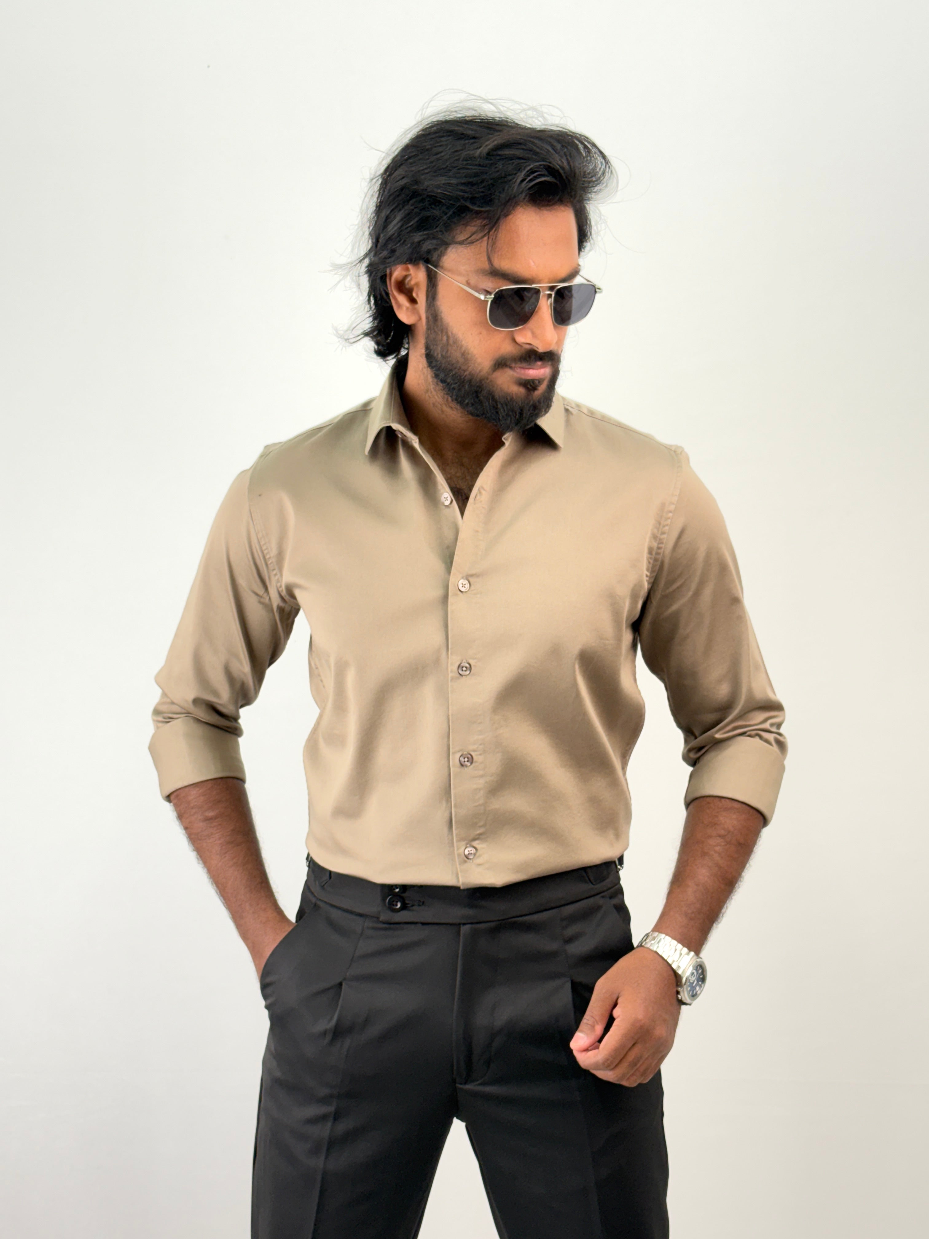 Dusty Grey Sateen Shirt 1