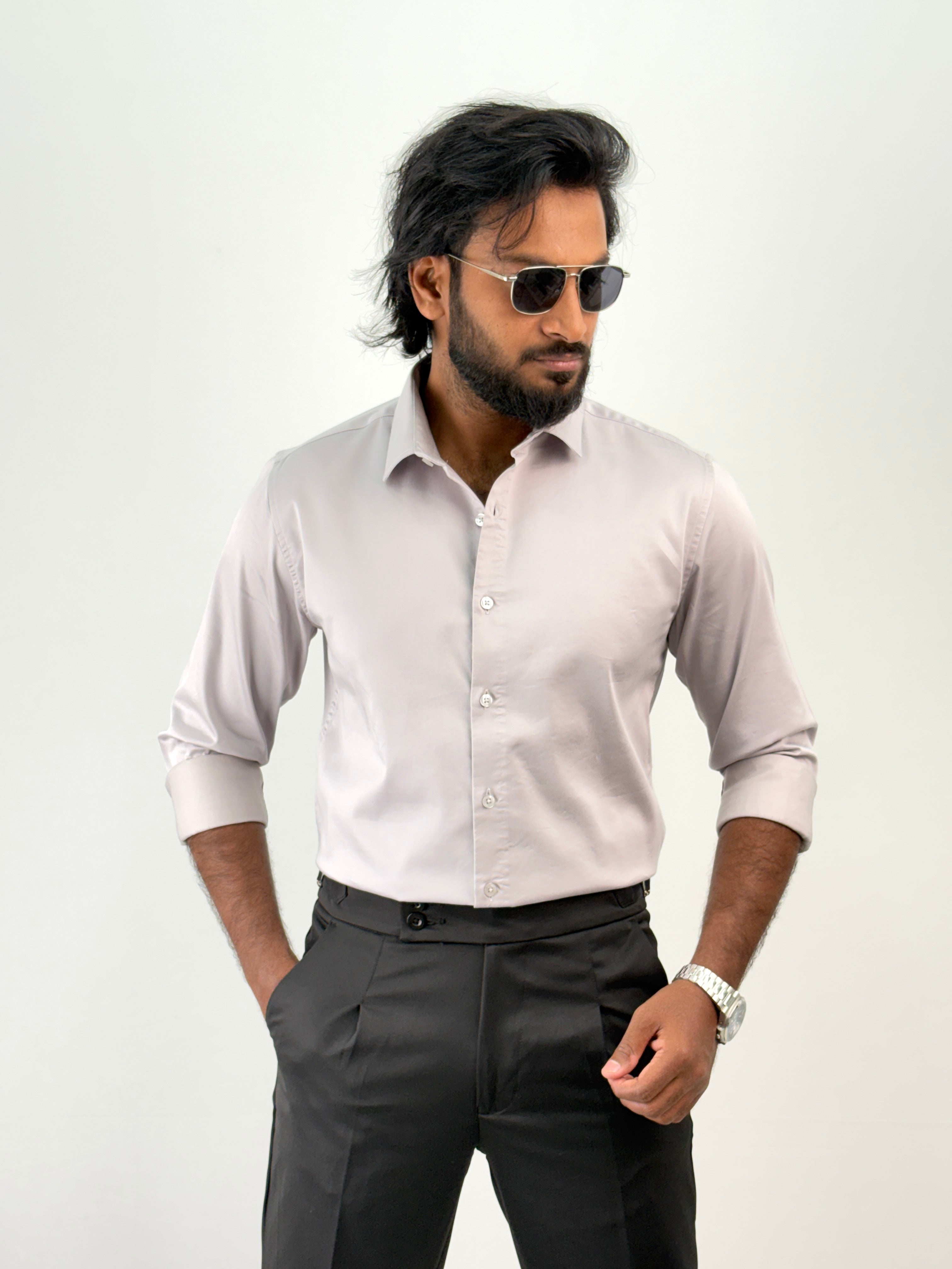 Light Grey Sateen Shirt 1