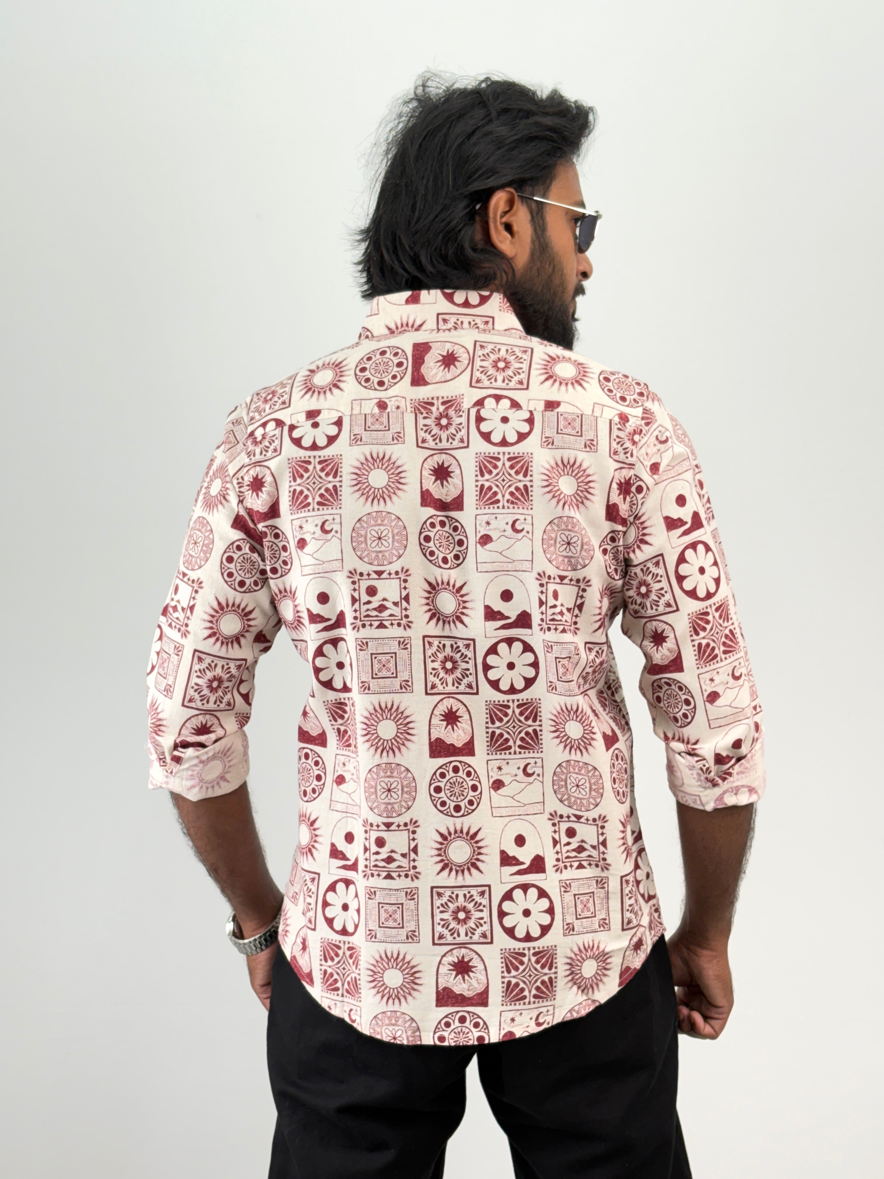 Brown Linen Printed Shirt