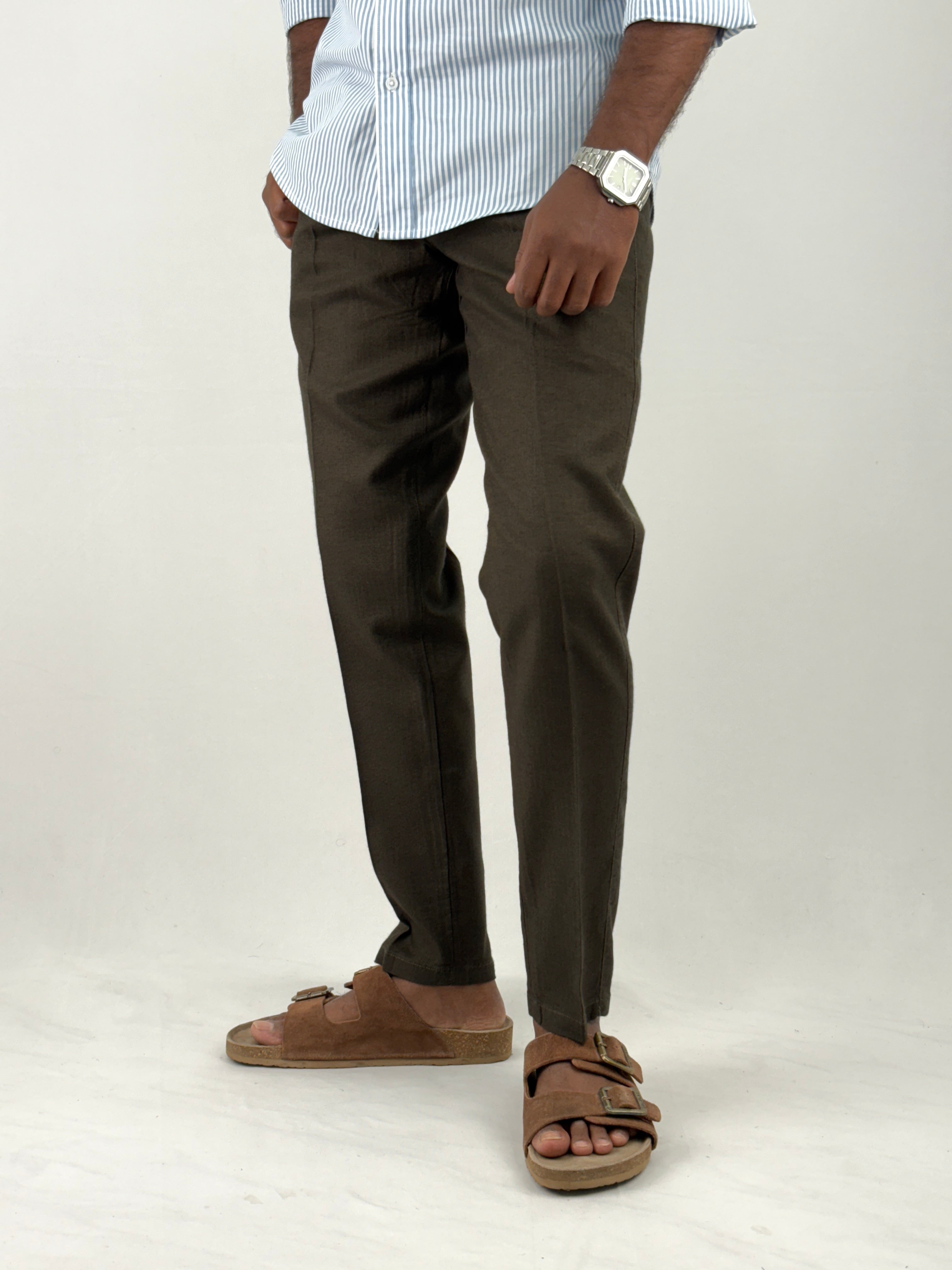 Dark Green Linen Pants