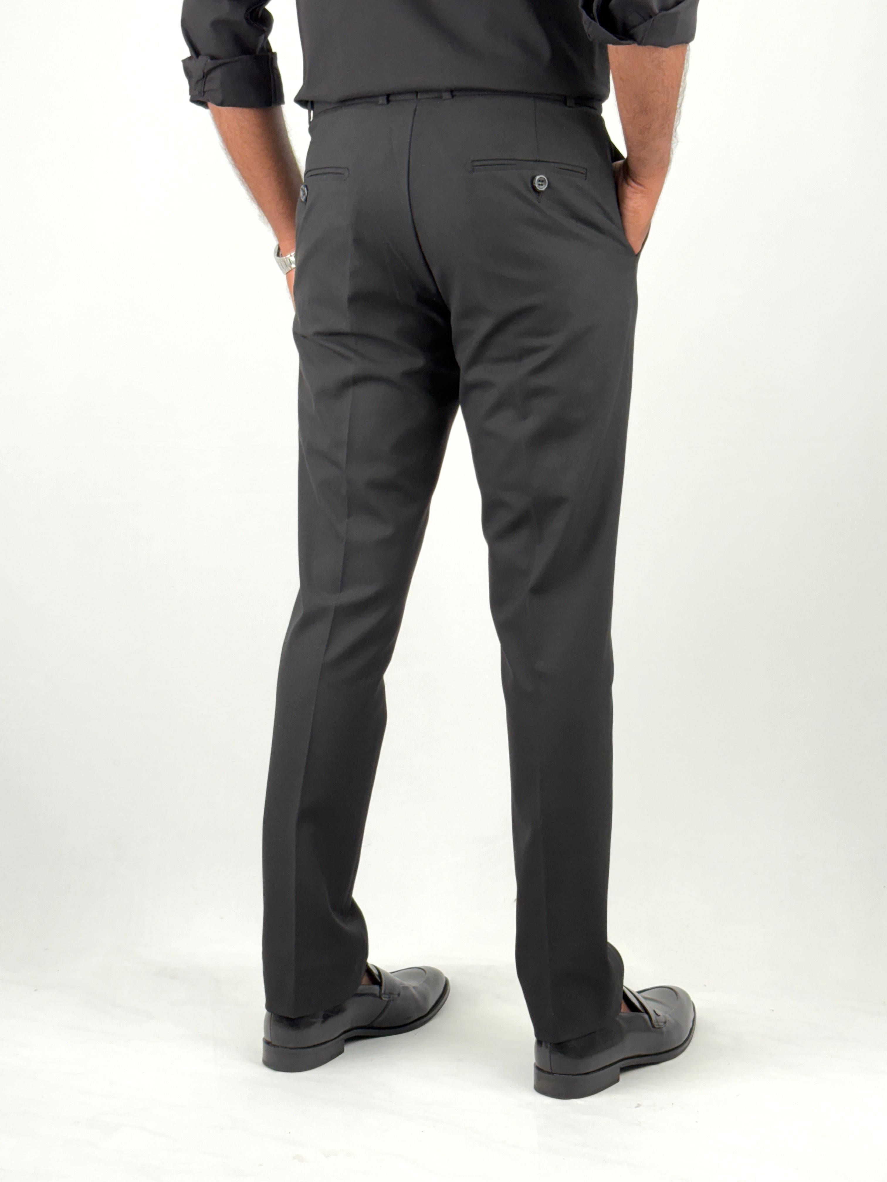 Black Flexible Waist Formal Pants