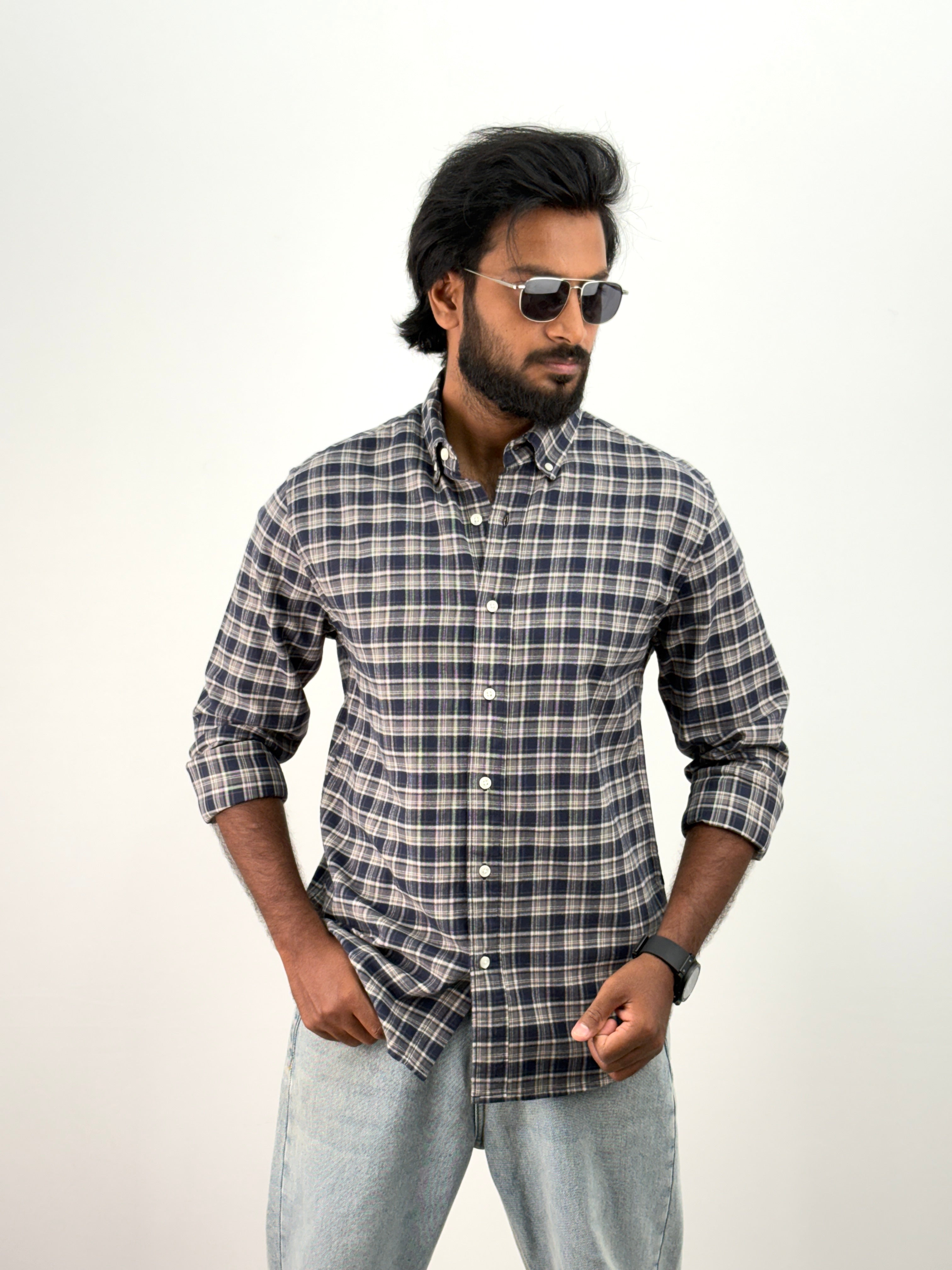 Dark Blue Flannel Shirt