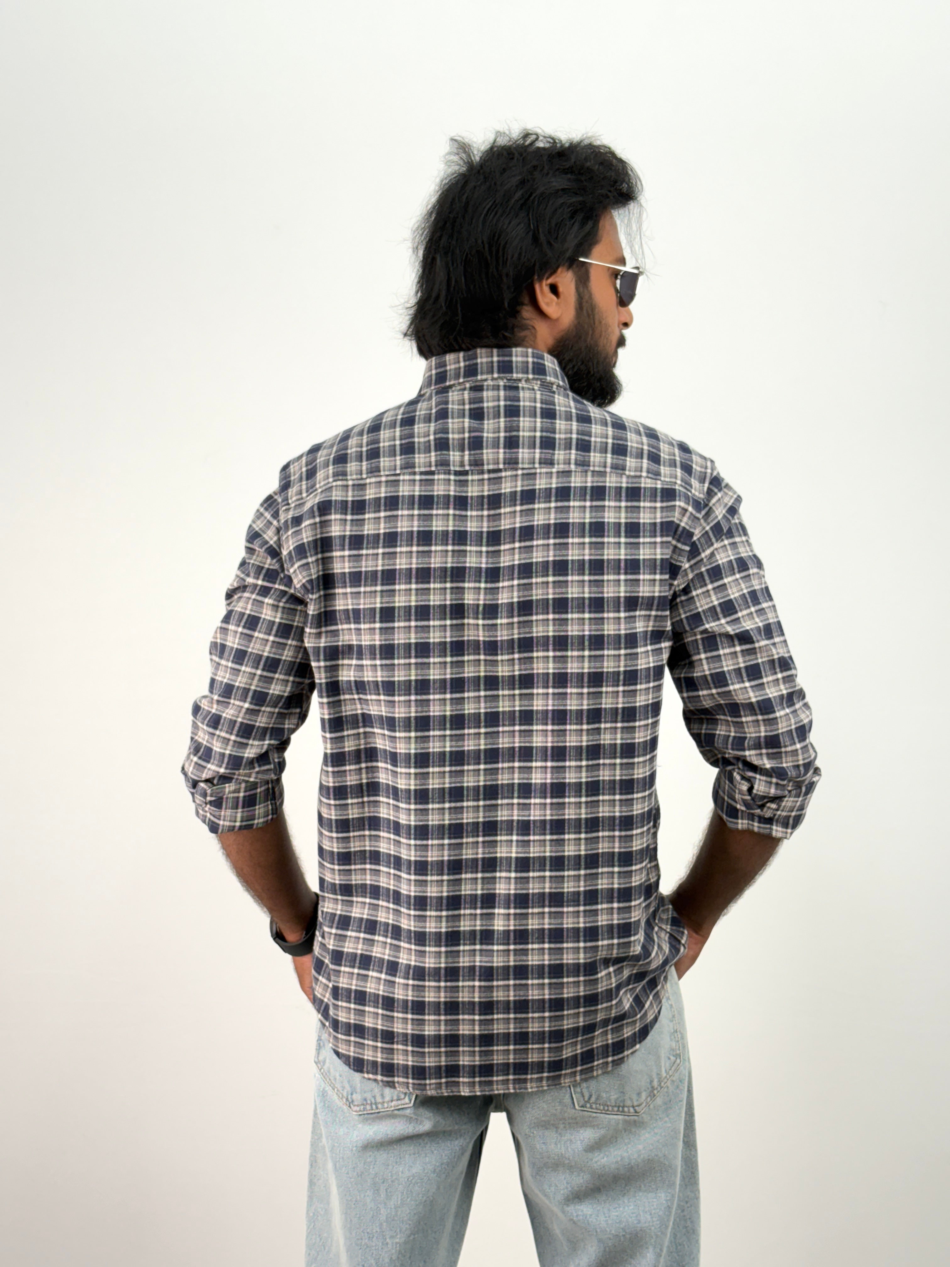 Dark Blue Flannel Shirt