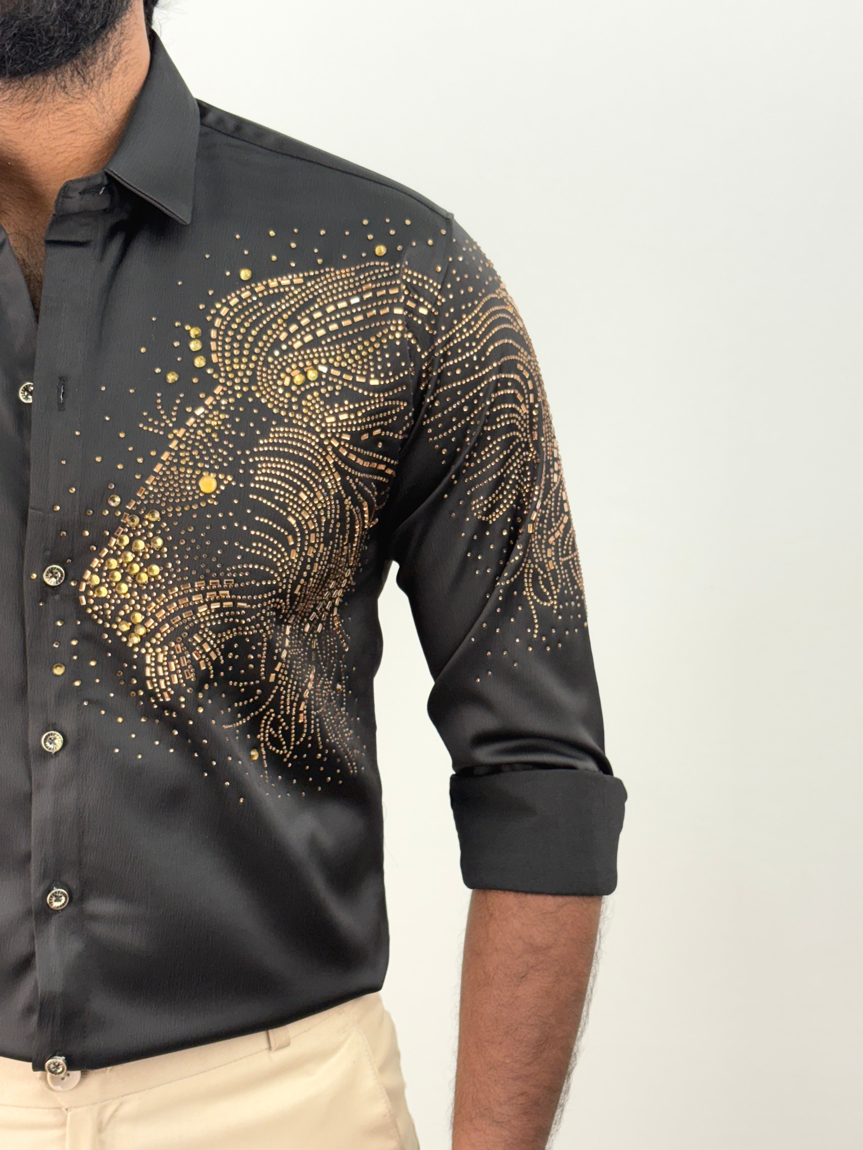 Black Designer Stone Shirt