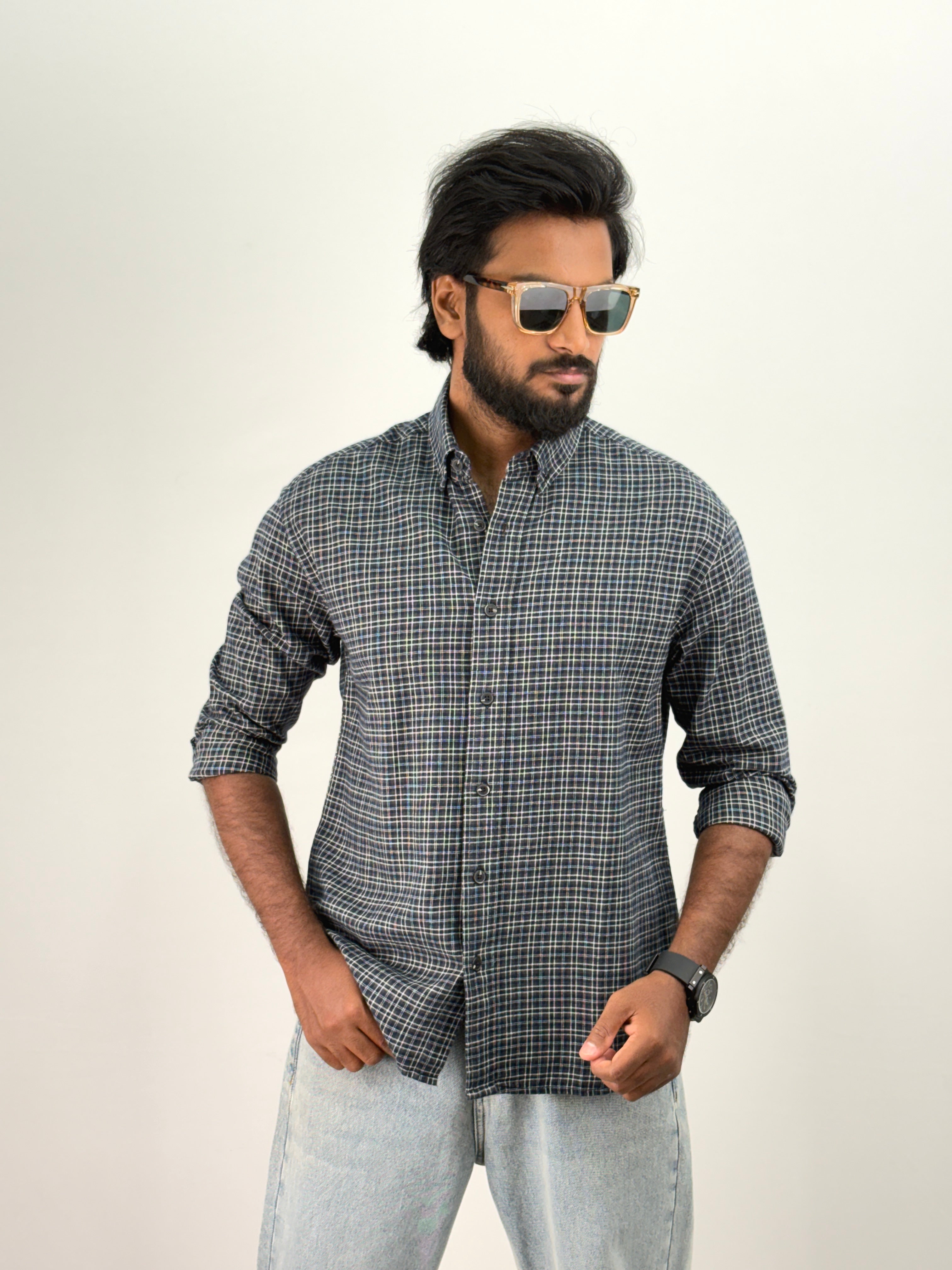 Dark Blue Flannel Shirt