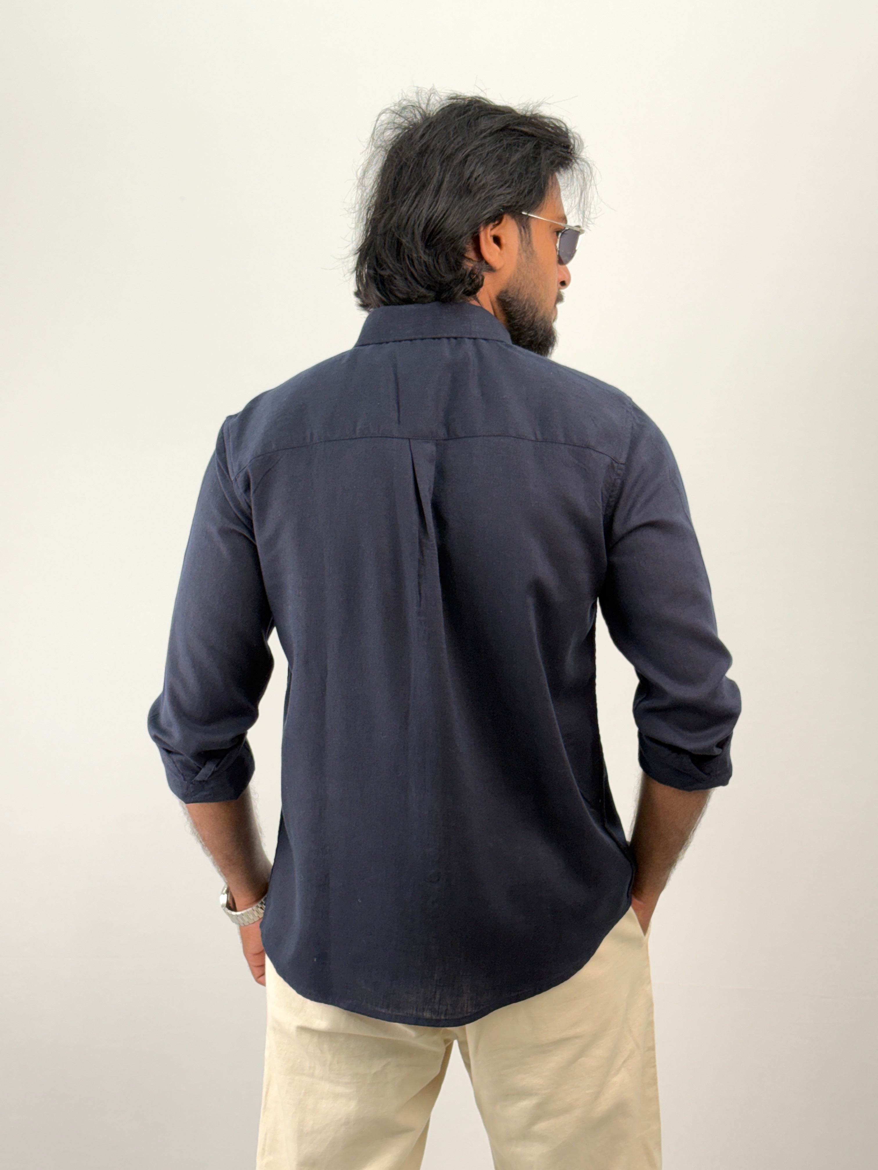 Navy Linen Shirt