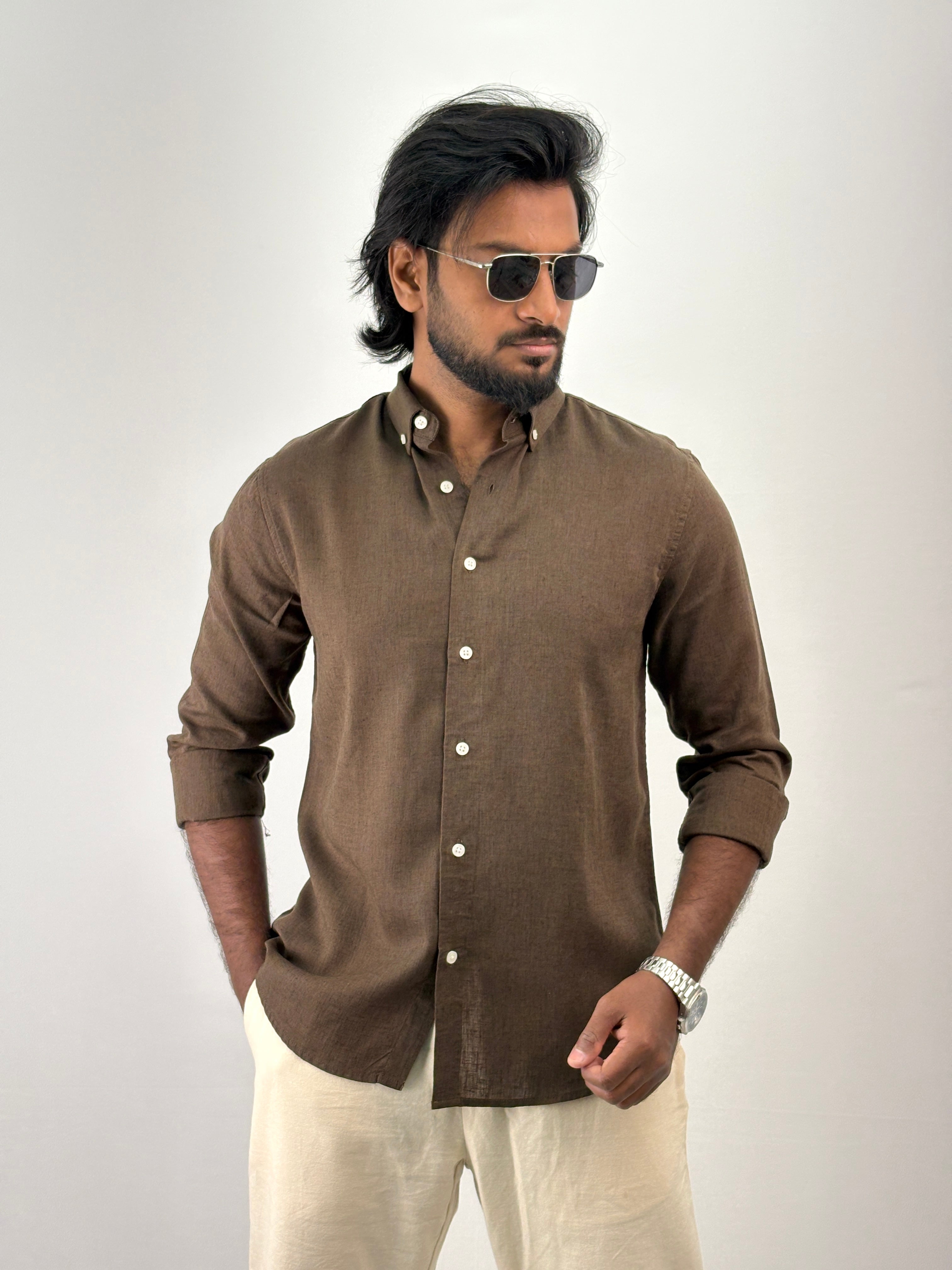 Coffee Linen Shirt