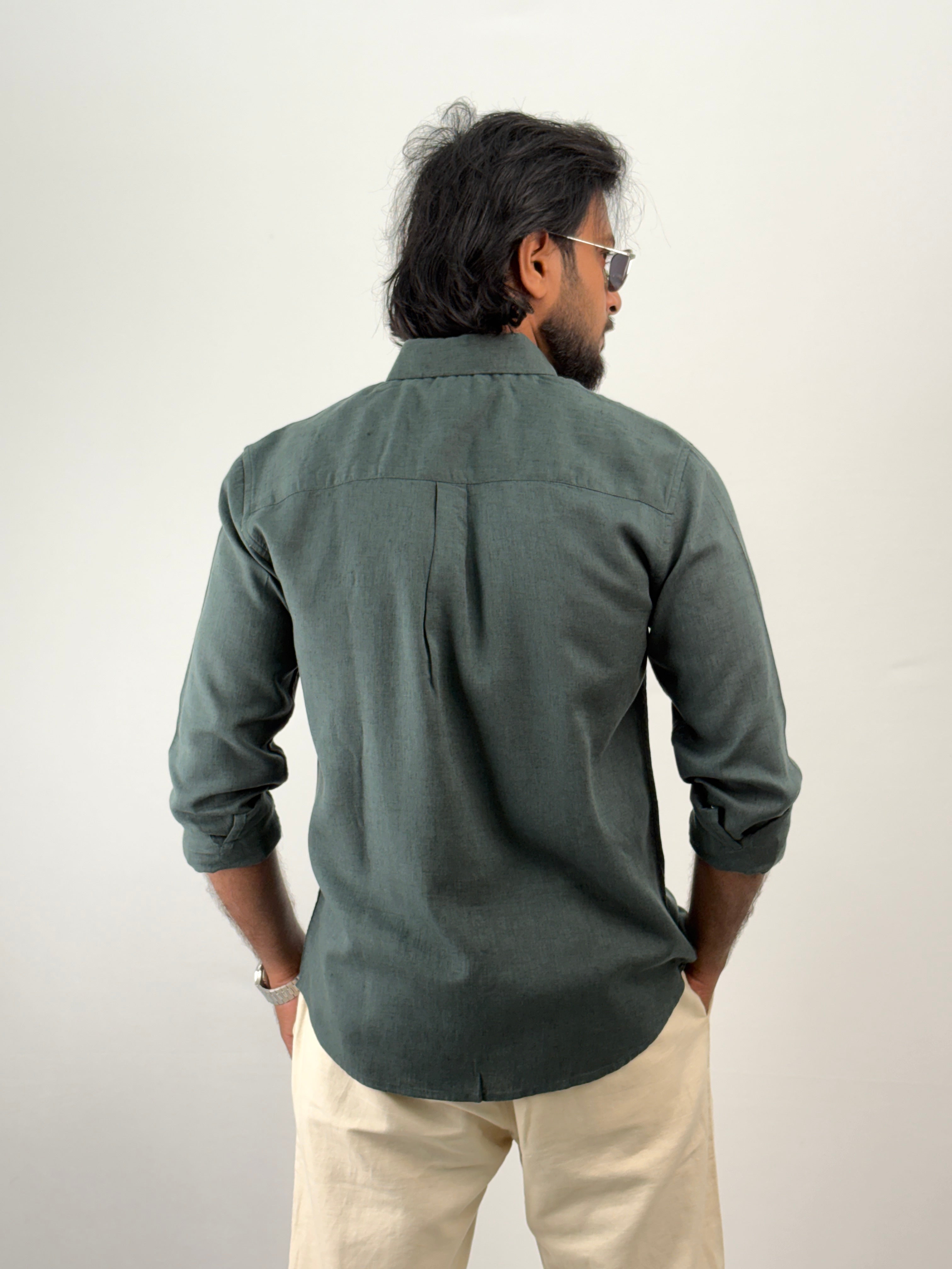 Dark Green Linen Shirt