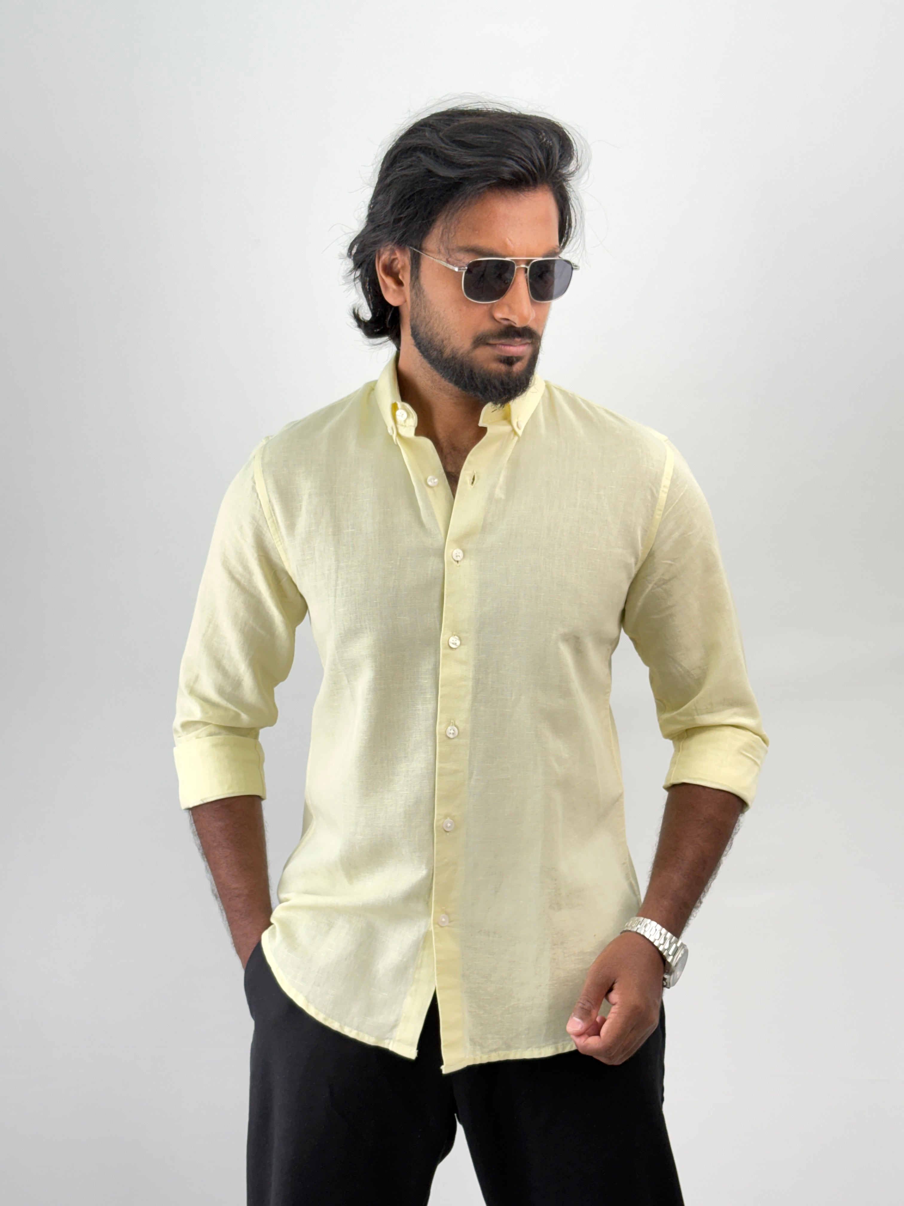 Light Yellow Linen Shirt