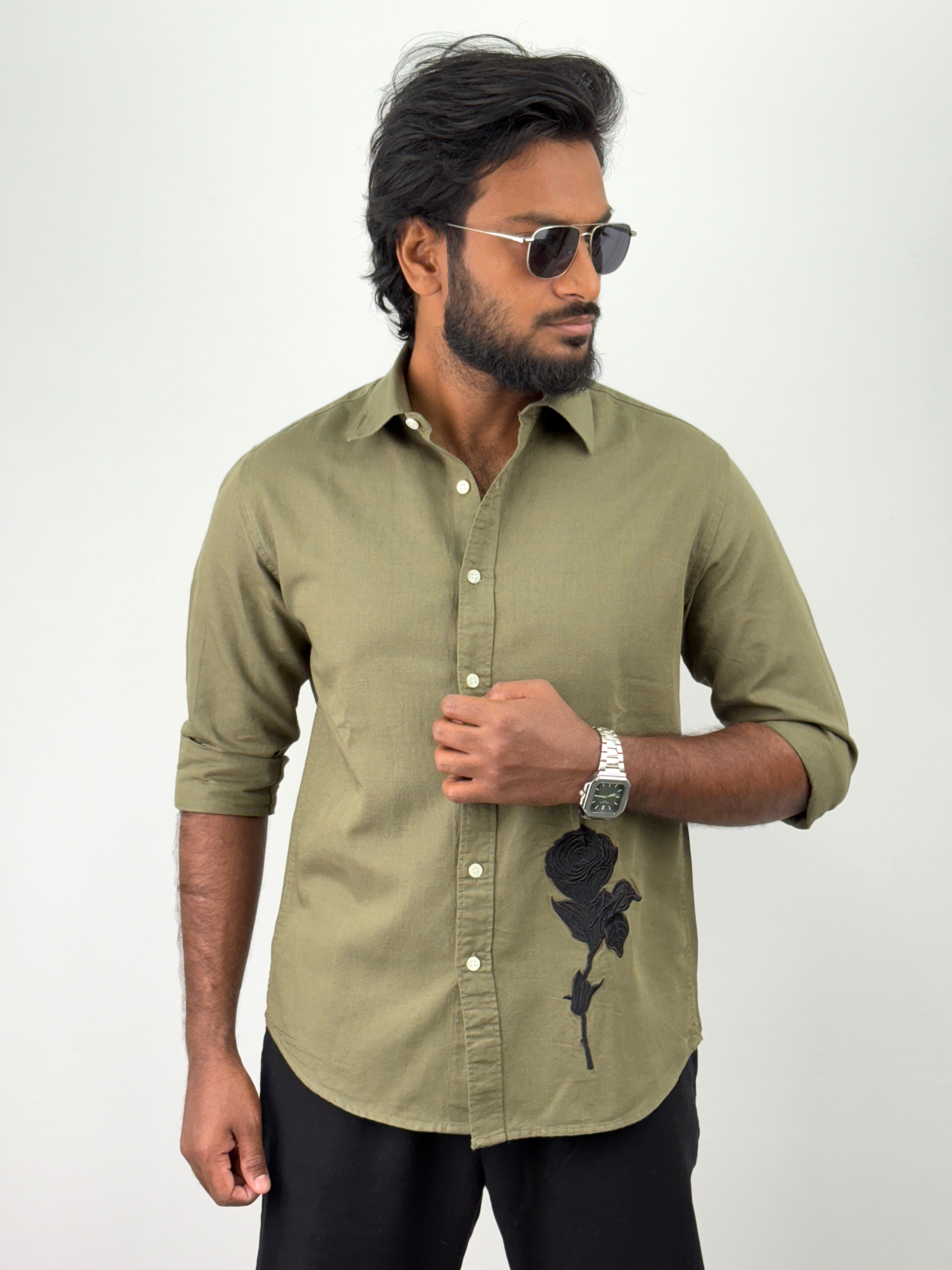 Olive Embroidery Shirts