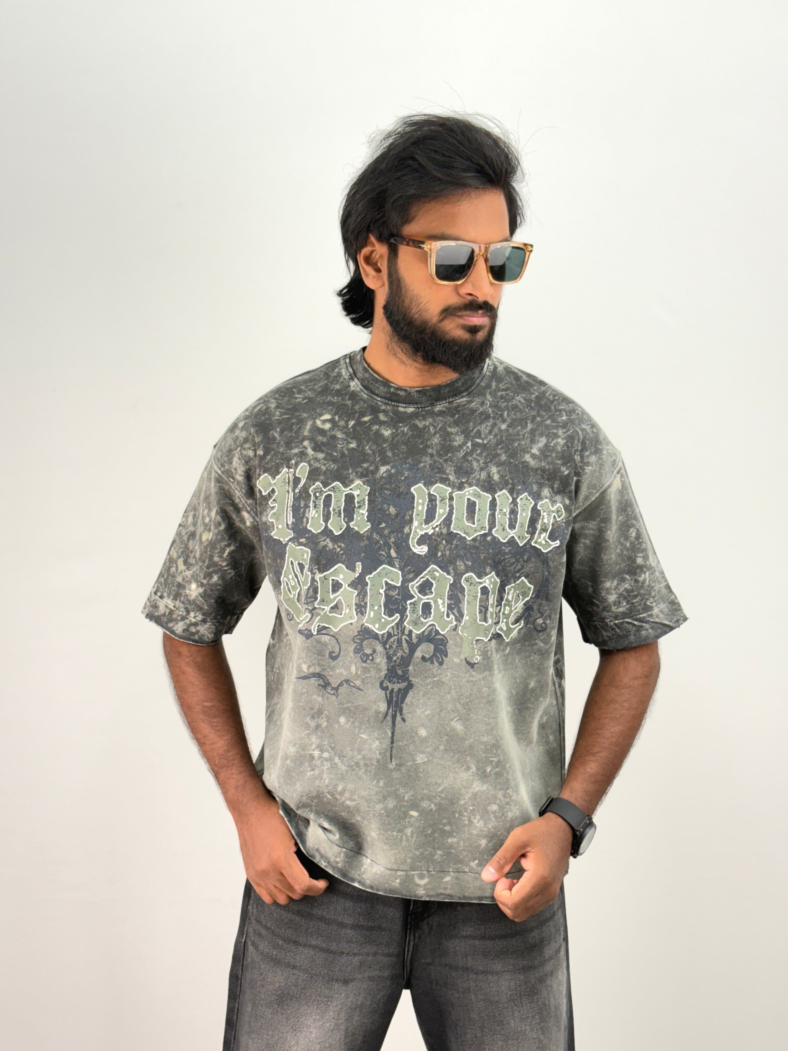 Grey Acid Wash Oversized T-Shirt
