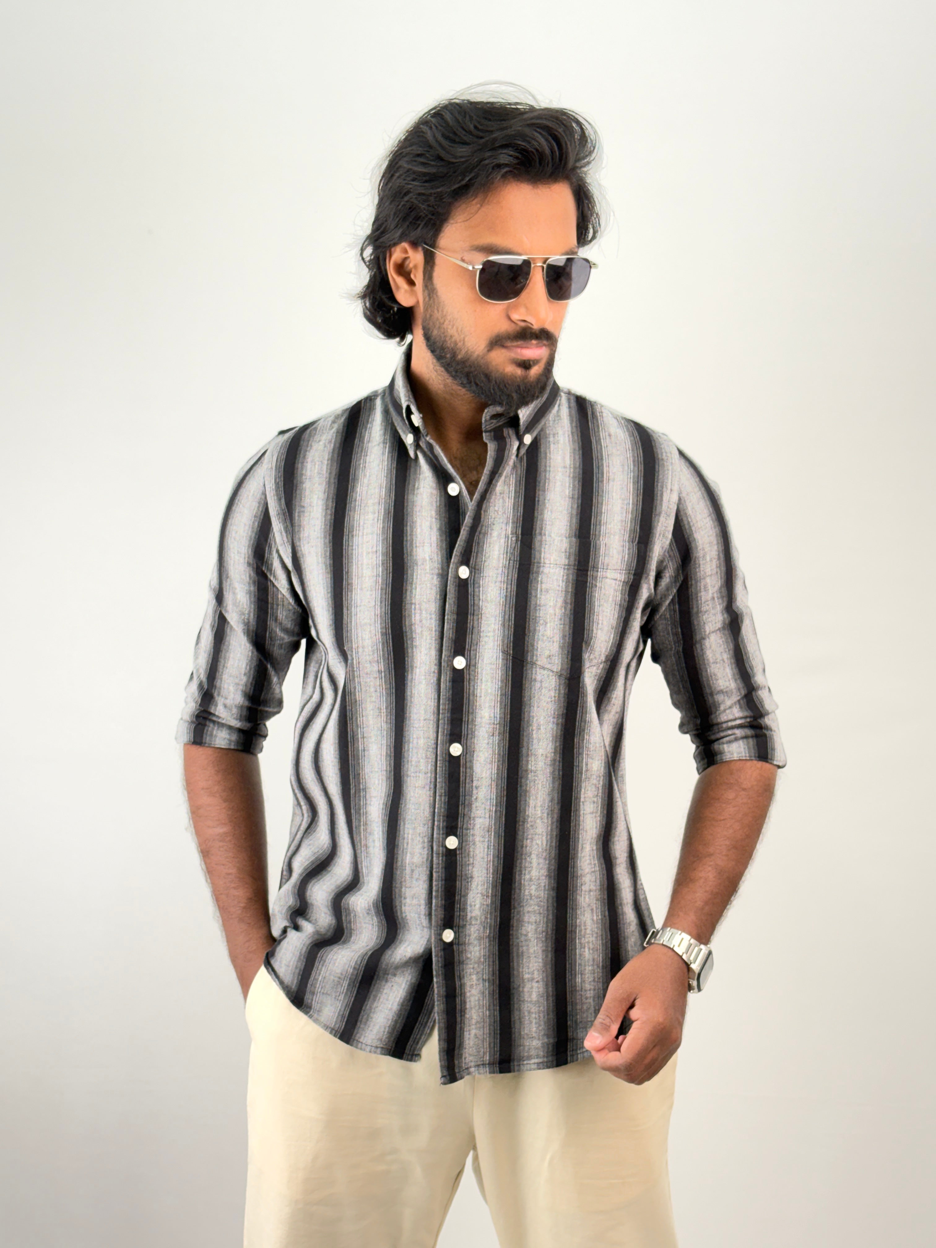 Grey Black Stripe Shirts