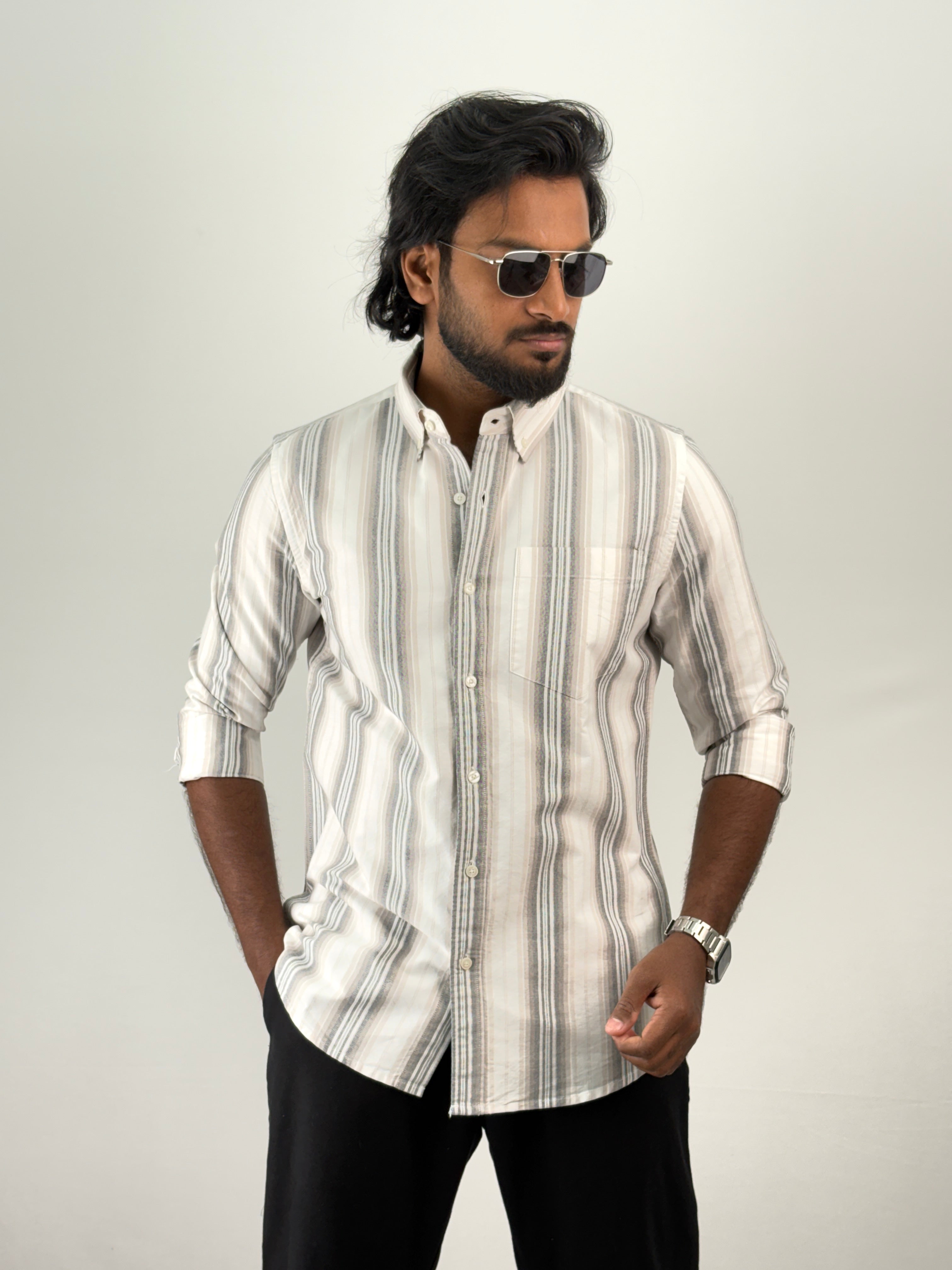 White Peach Stripe Shirts