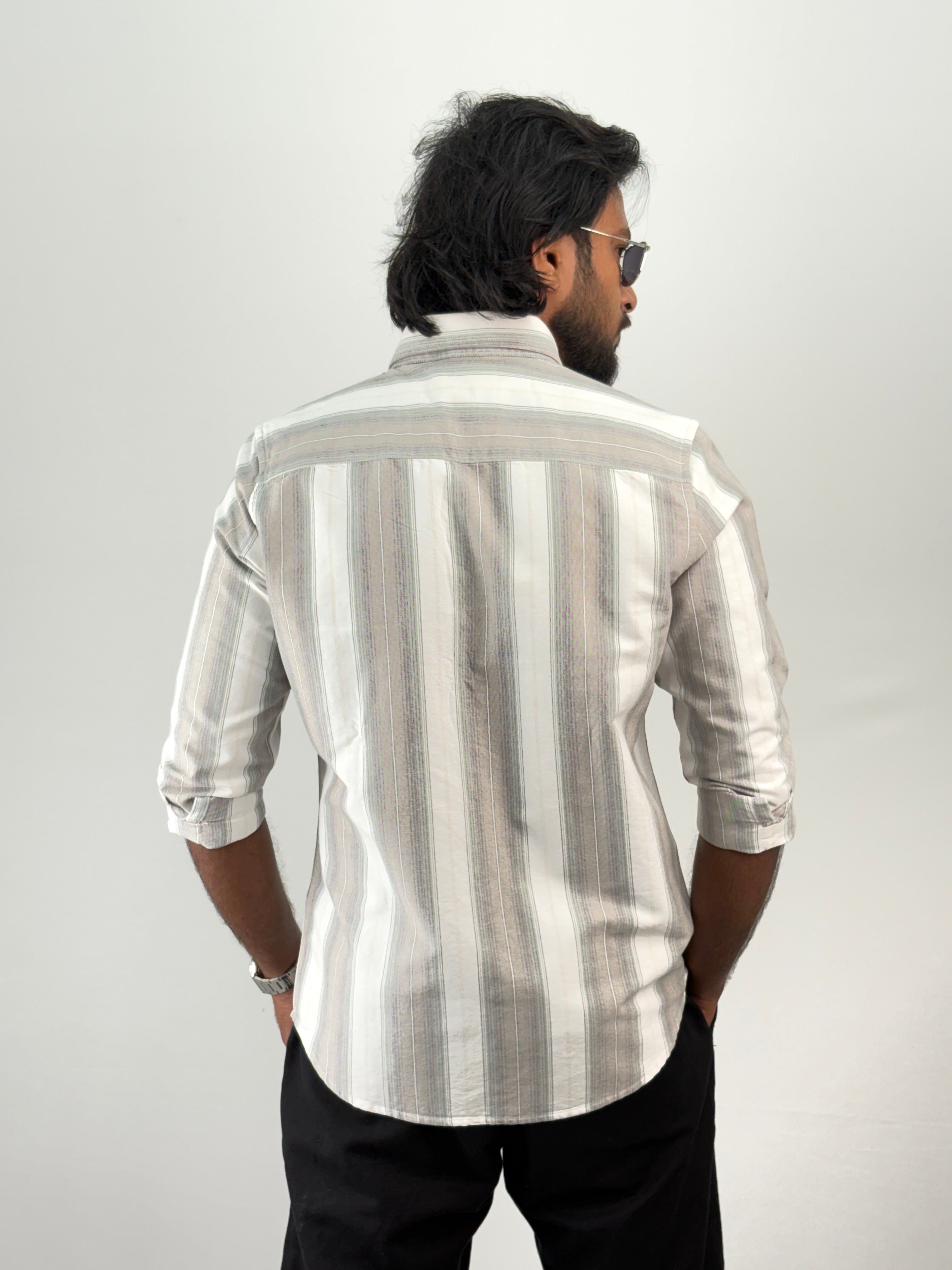 White Brown Stripe Shirts
