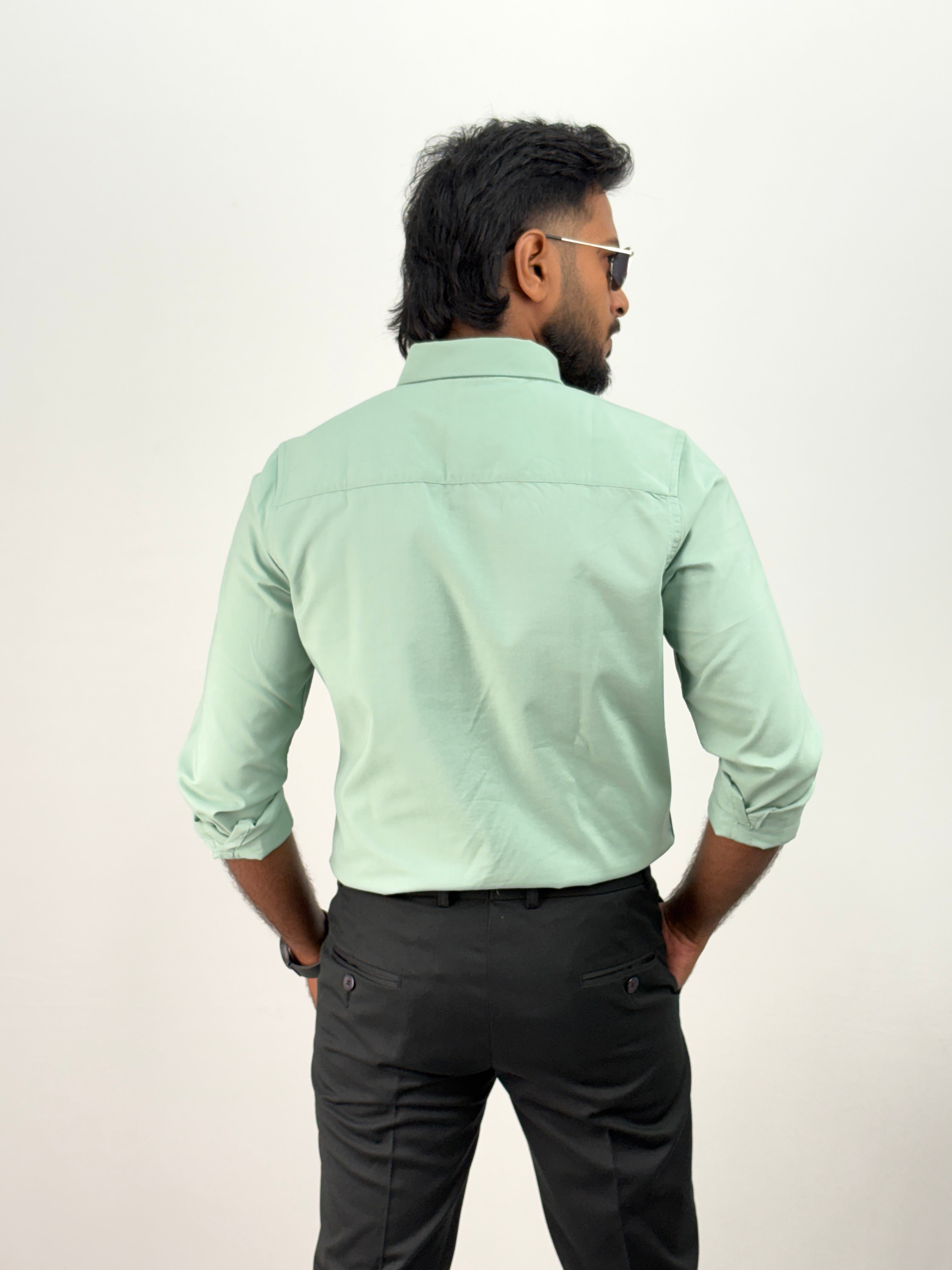 Light Green Plain Oxford Shirt 6