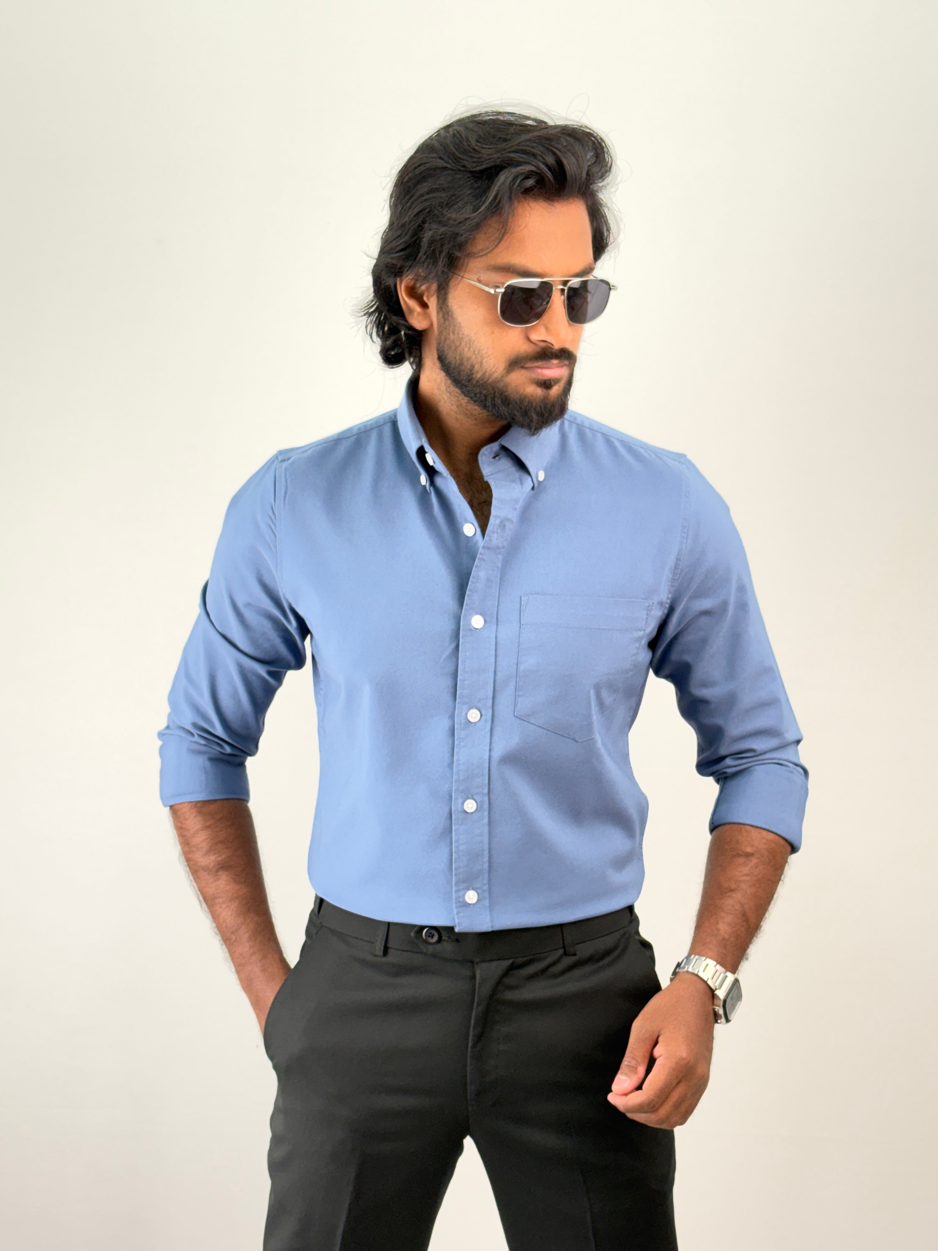 Blue Plain Oxford Shirt 3