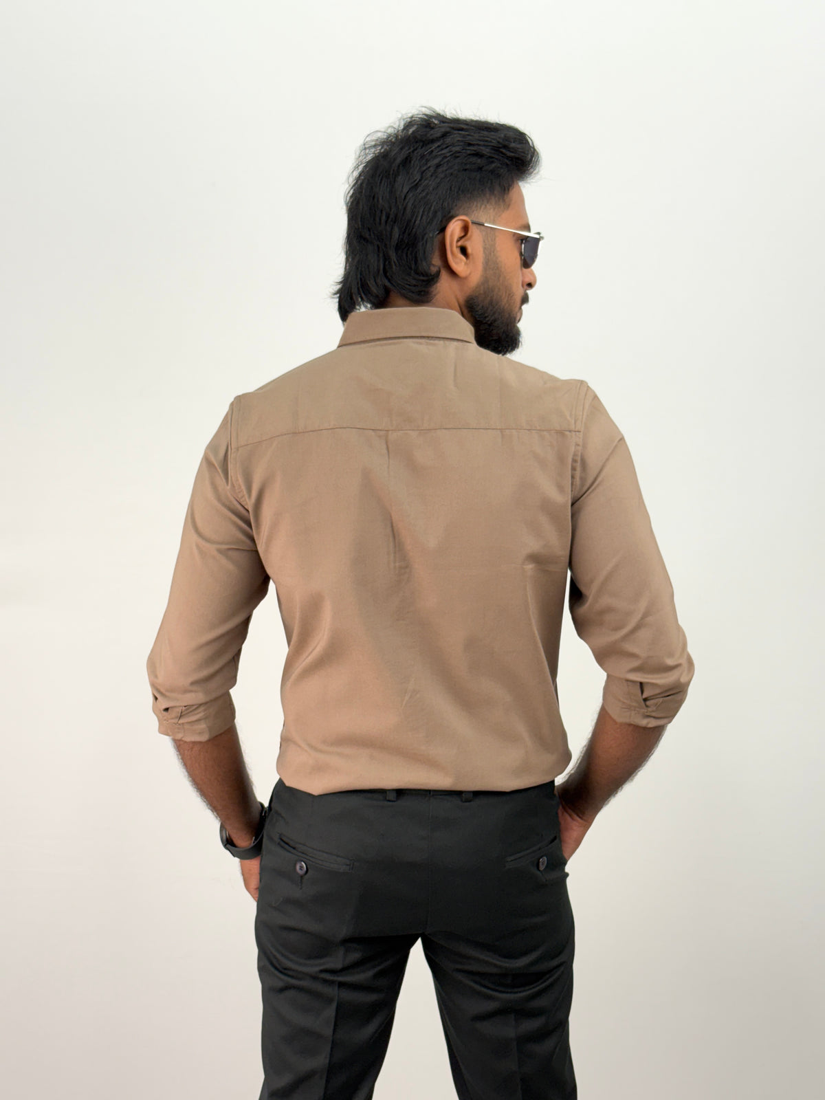Light Brown Plain Oxford Shirt