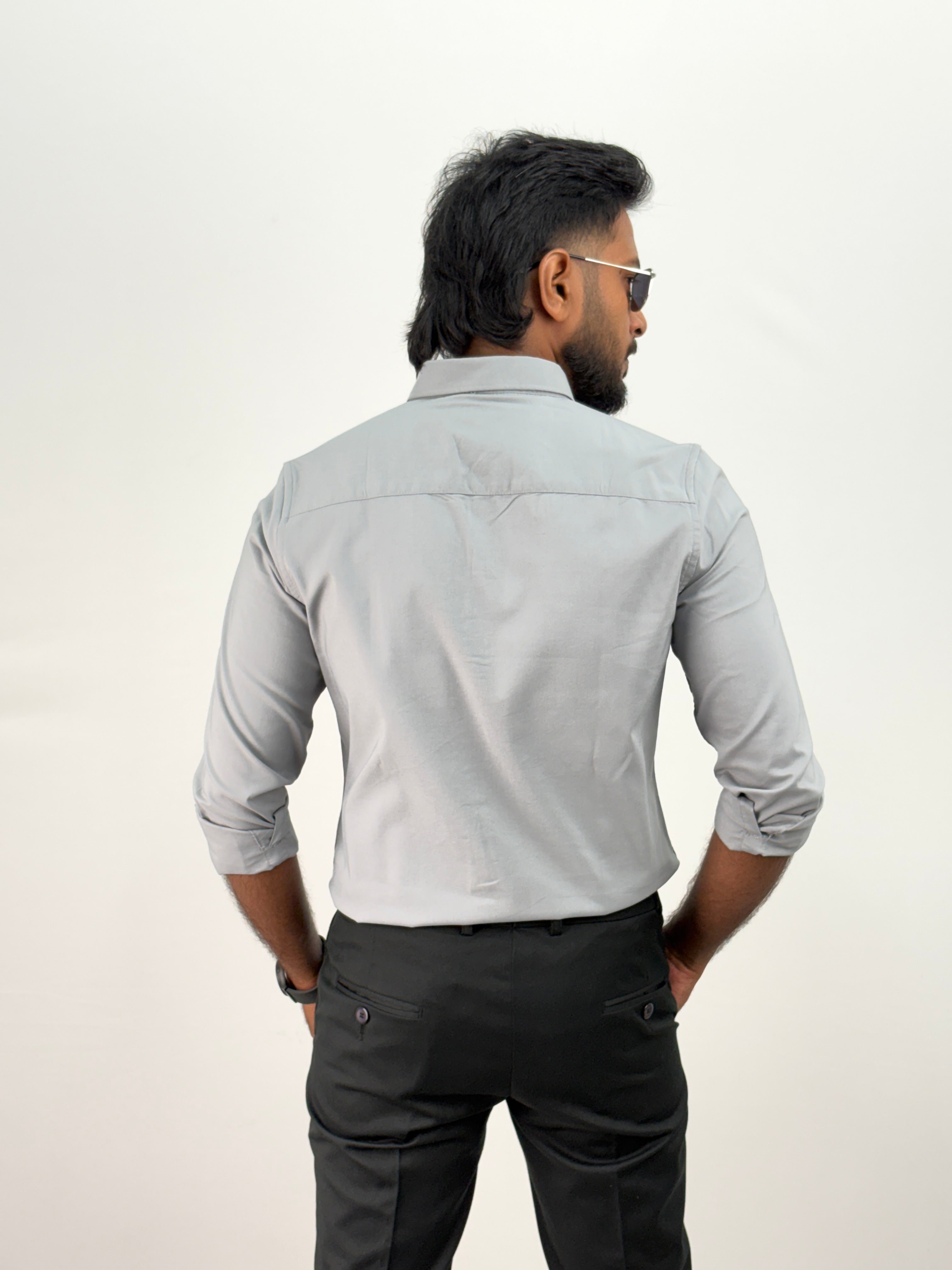 Light Grey Plain Oxford Shirt