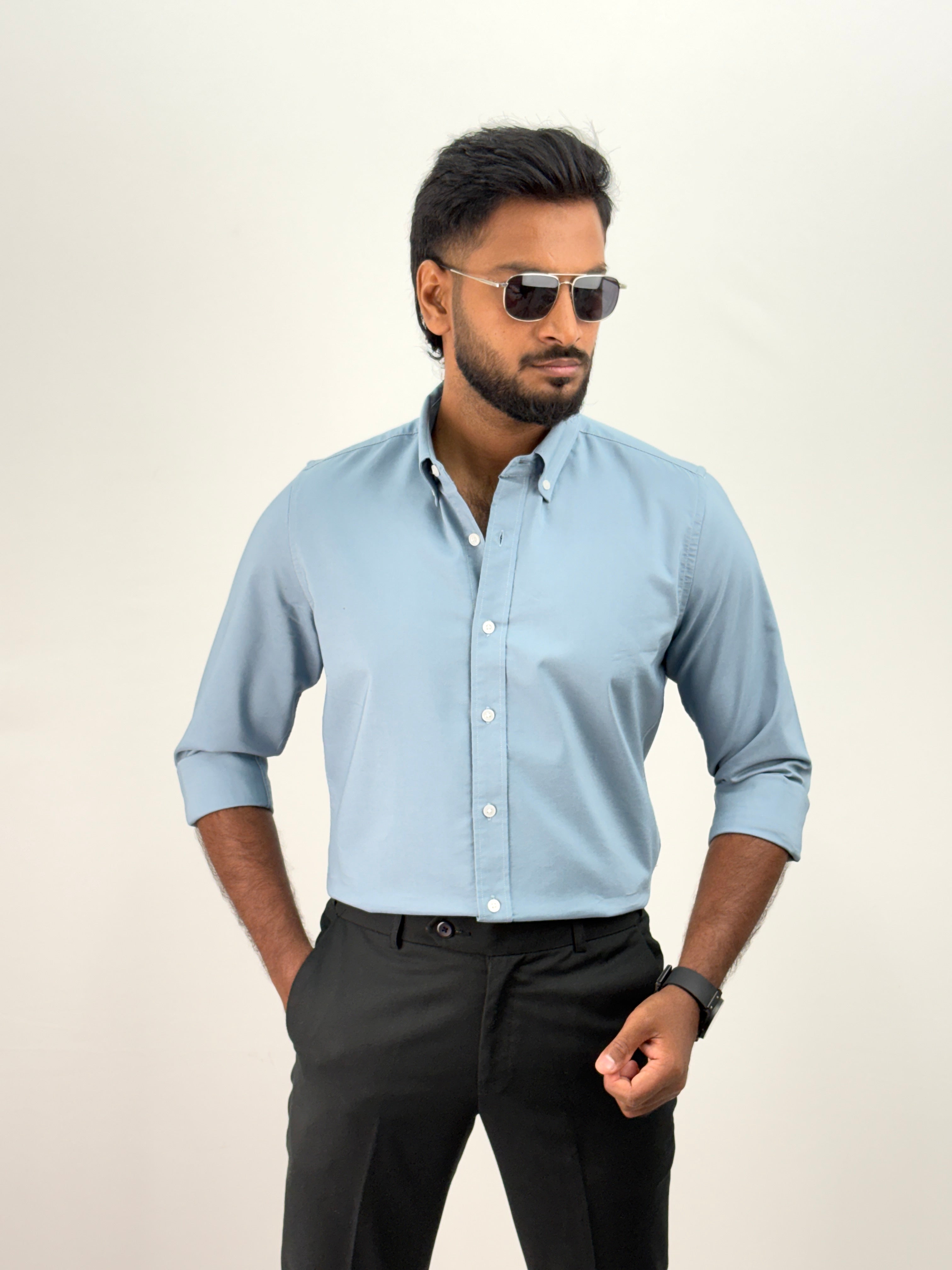 Blue Plain Oxford Shirt 6