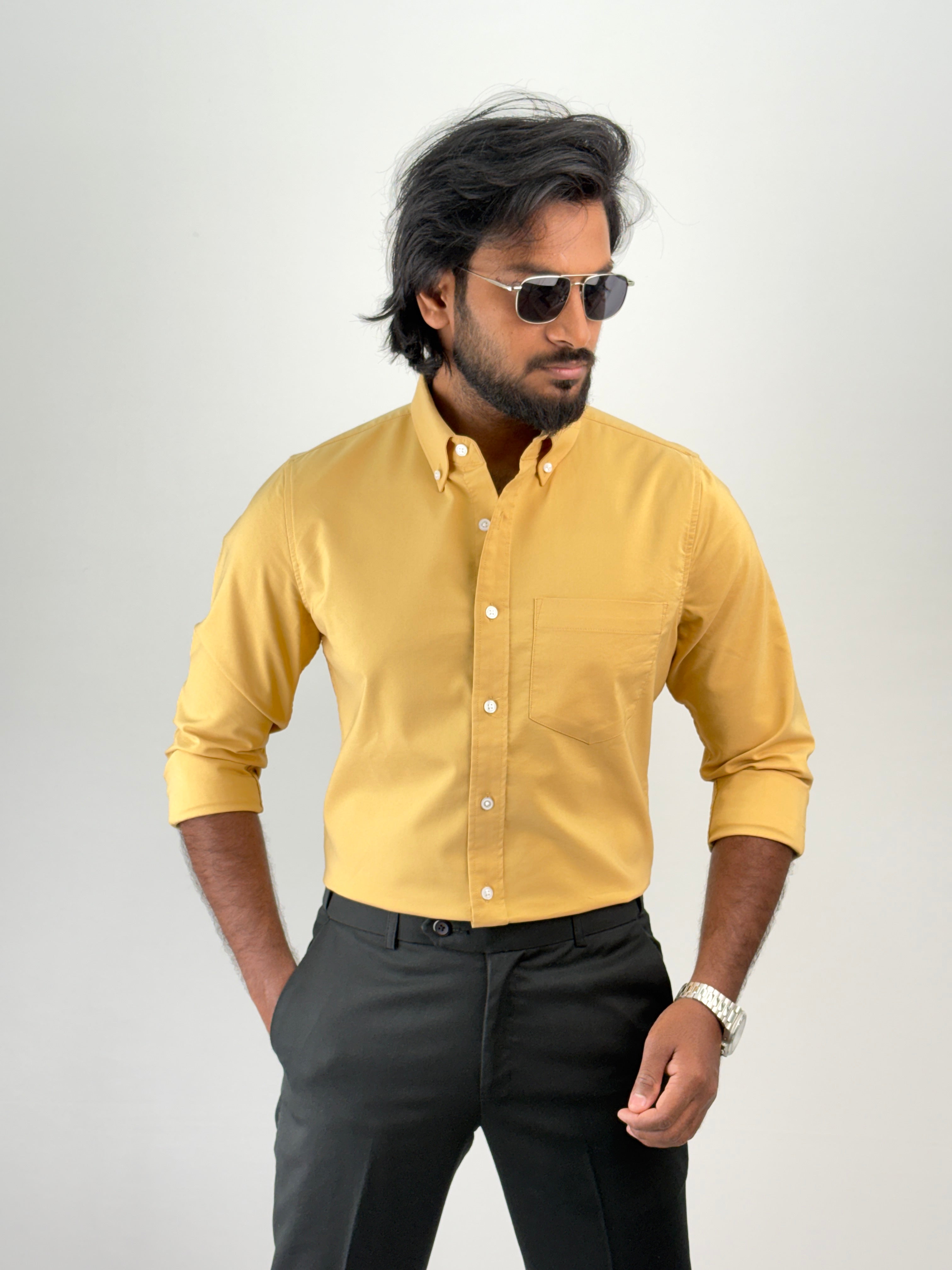 Yellow Plain Oxford Shirt 3
