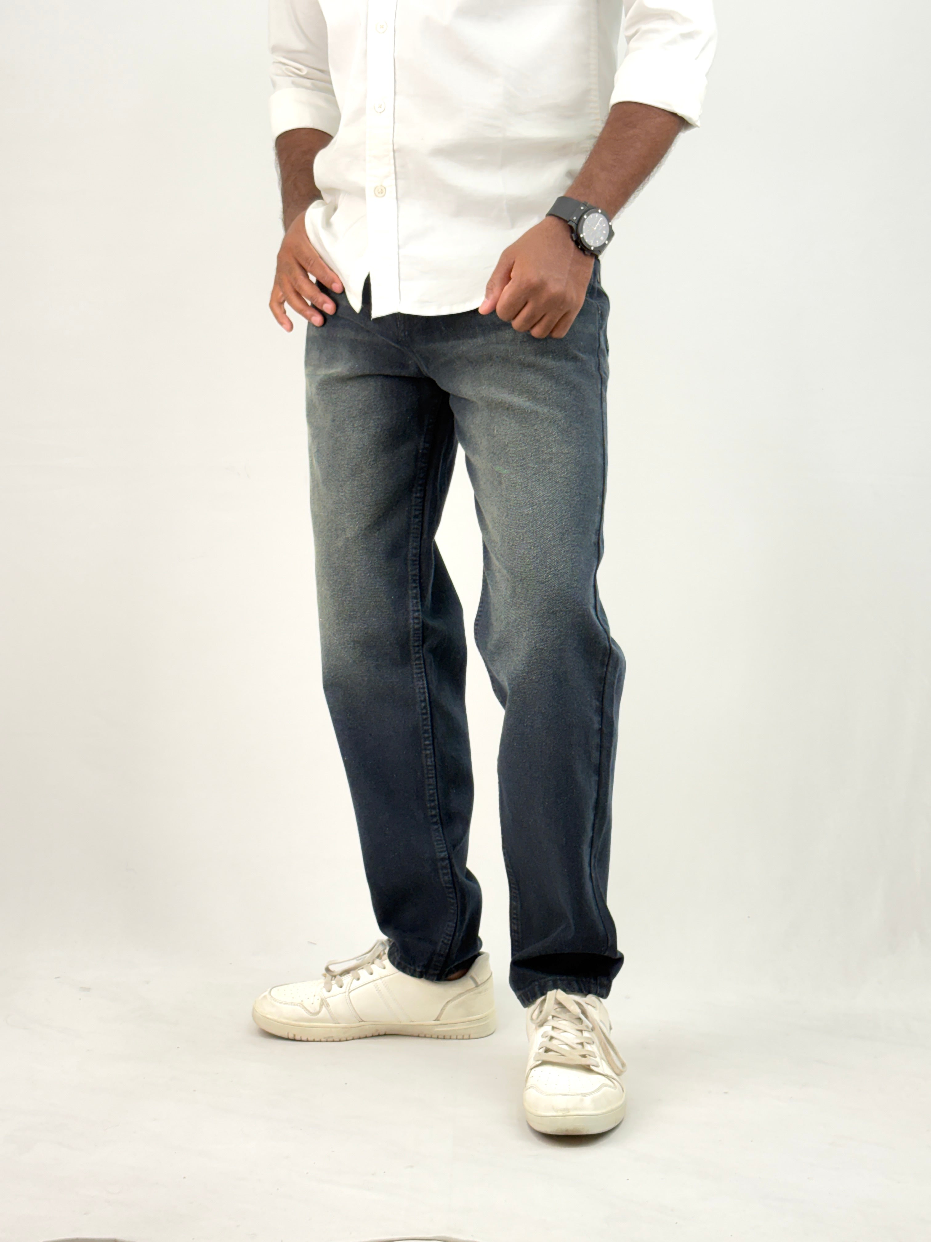 Green Tinted Semi Baggy Jean