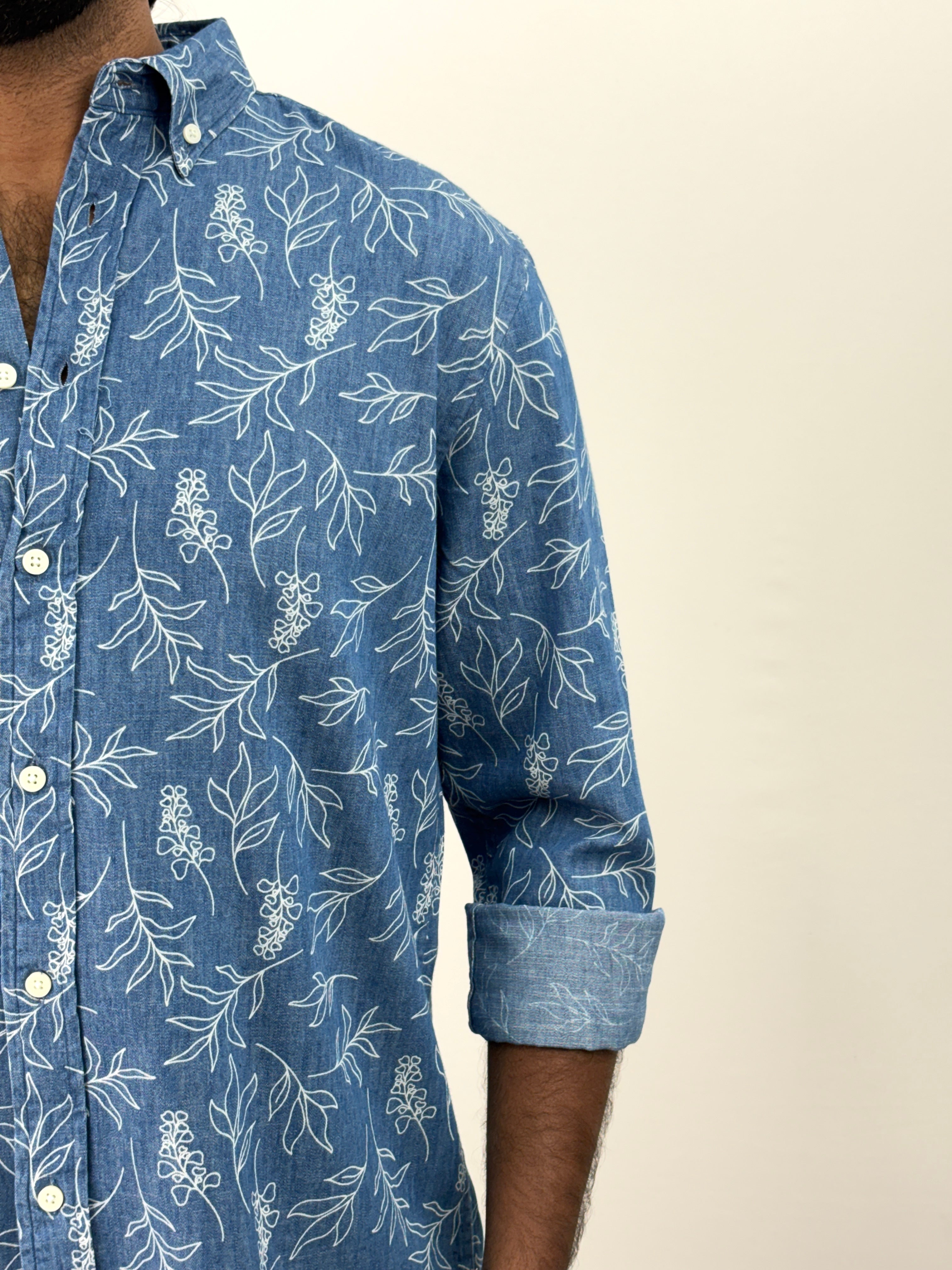 Blue 2 Denim Printed Shirt