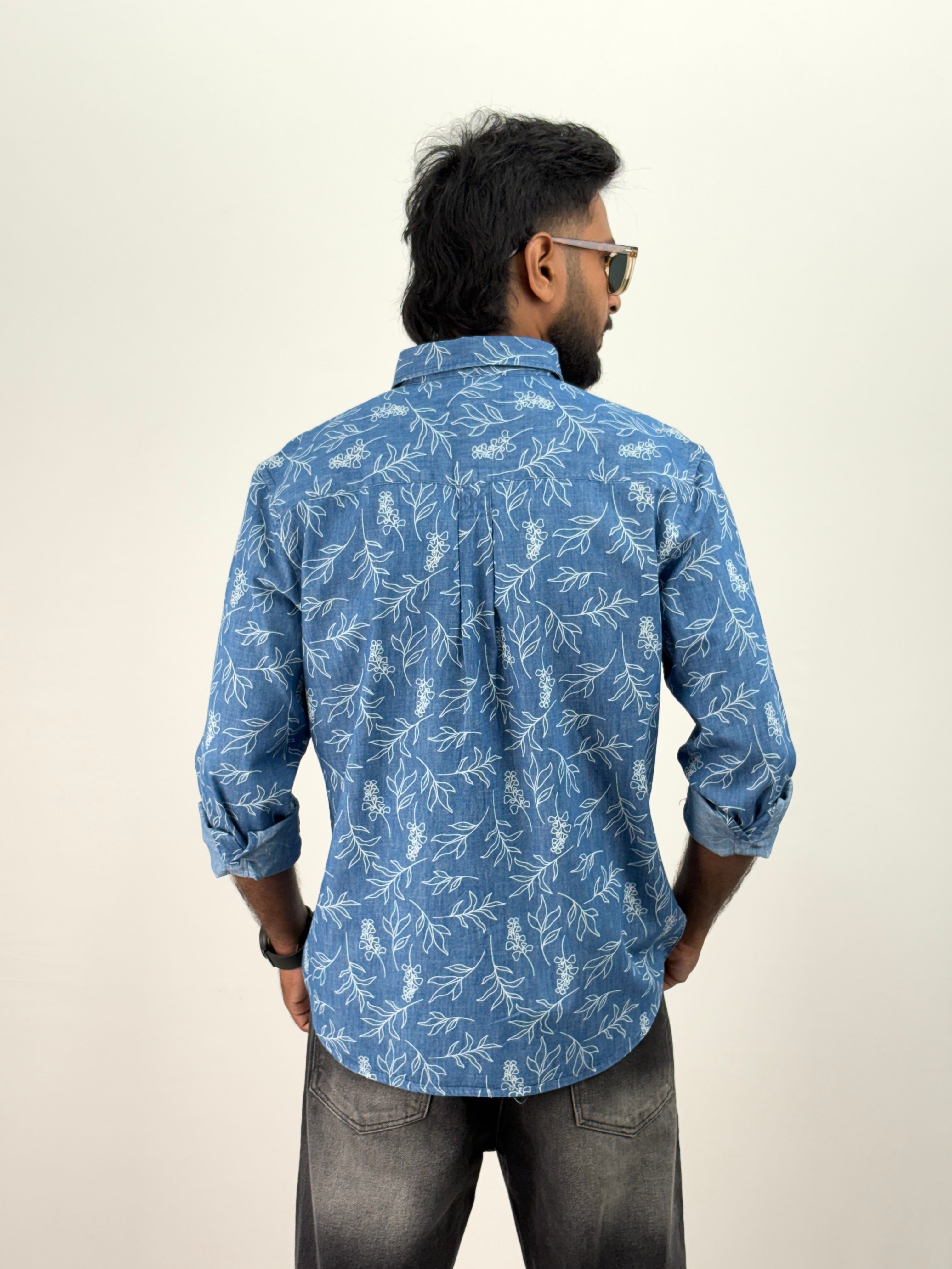 Blue 2 Denim Printed Shirt