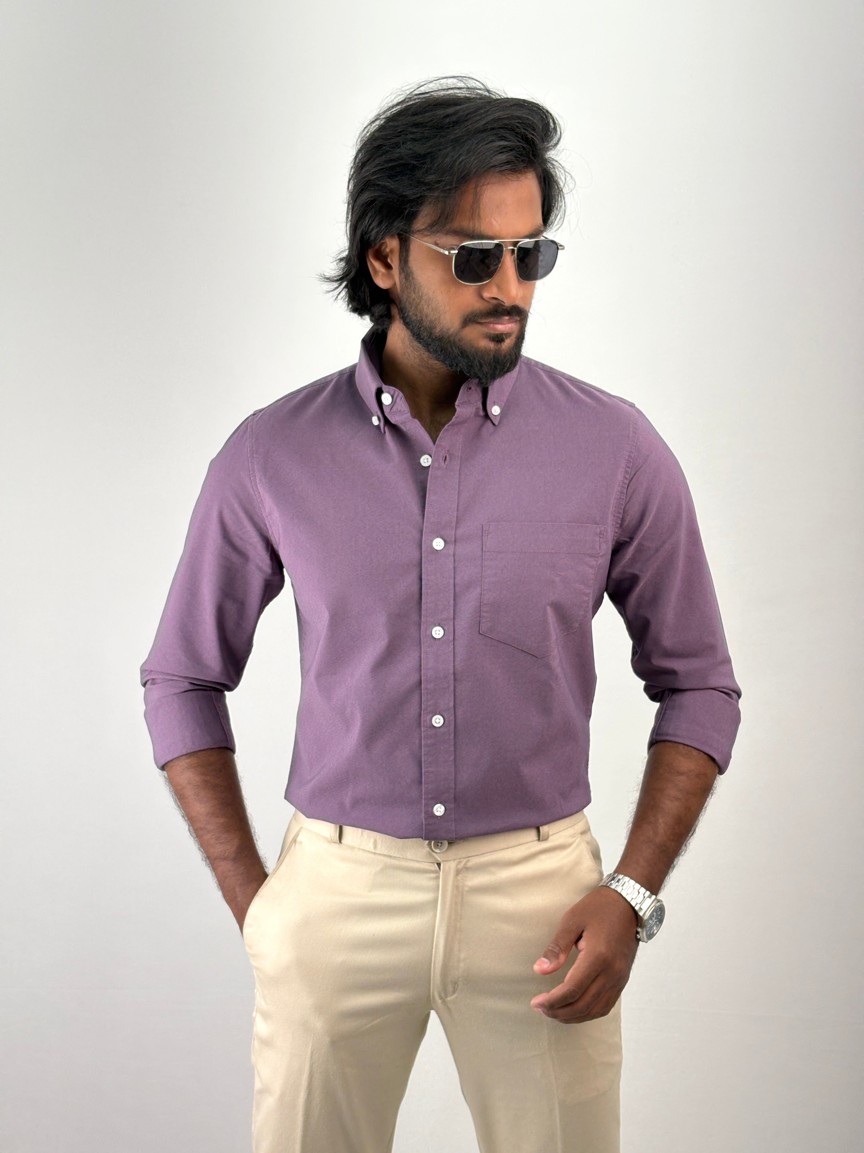 Lavender Plain Oxford Shirt 3