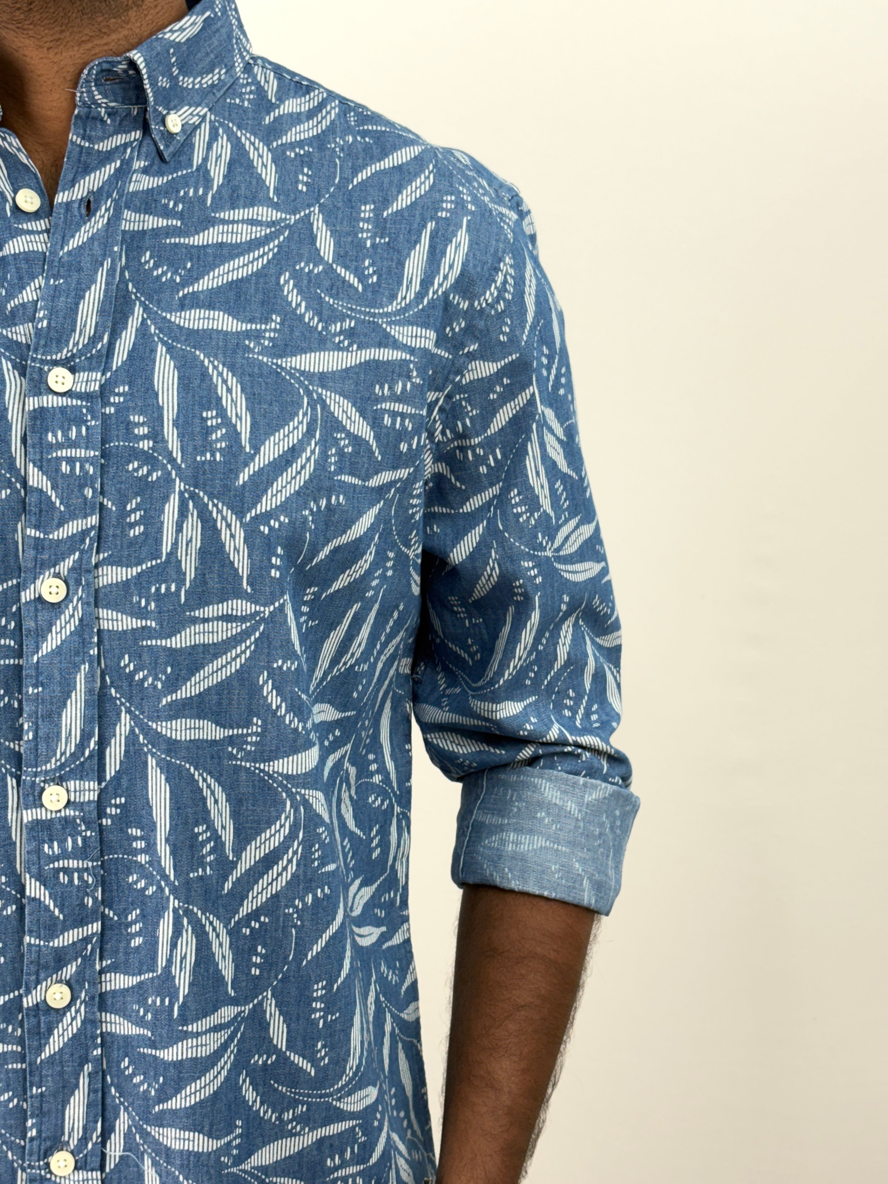 Blue 3 Denim Printed Shirt