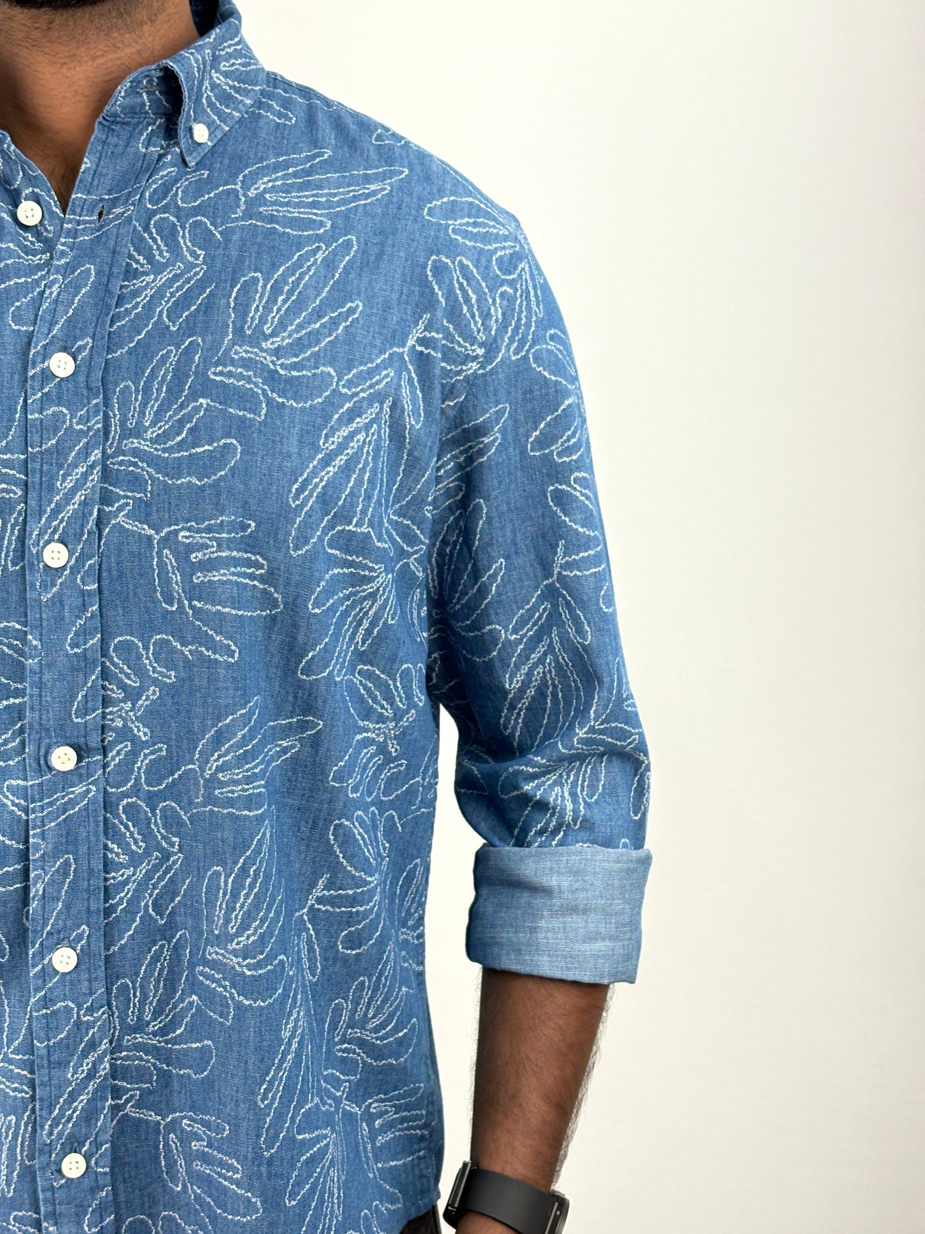 Blue 1 Denim Printed Shirt
