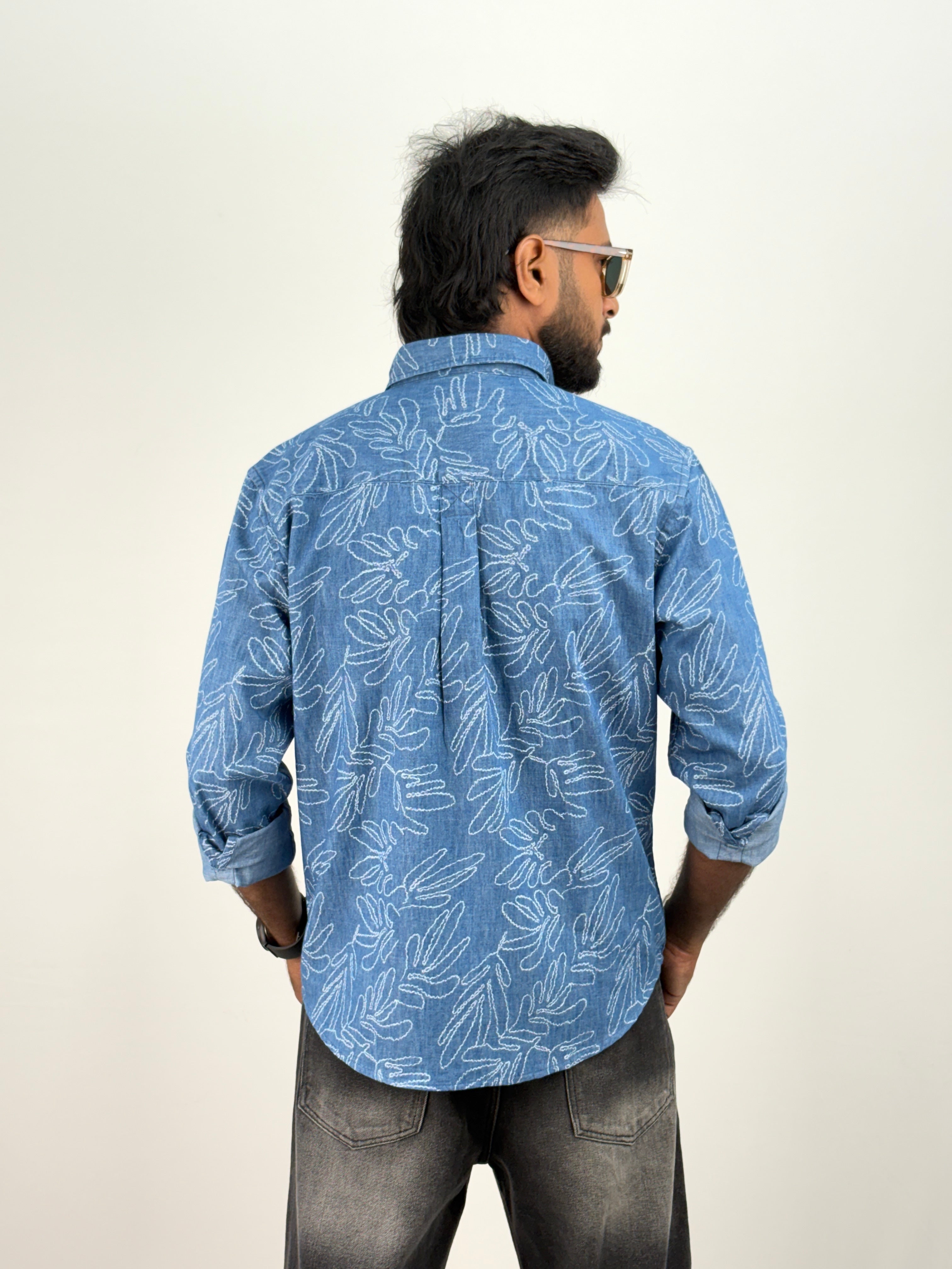 Blue 1 Denim Printed Shirt