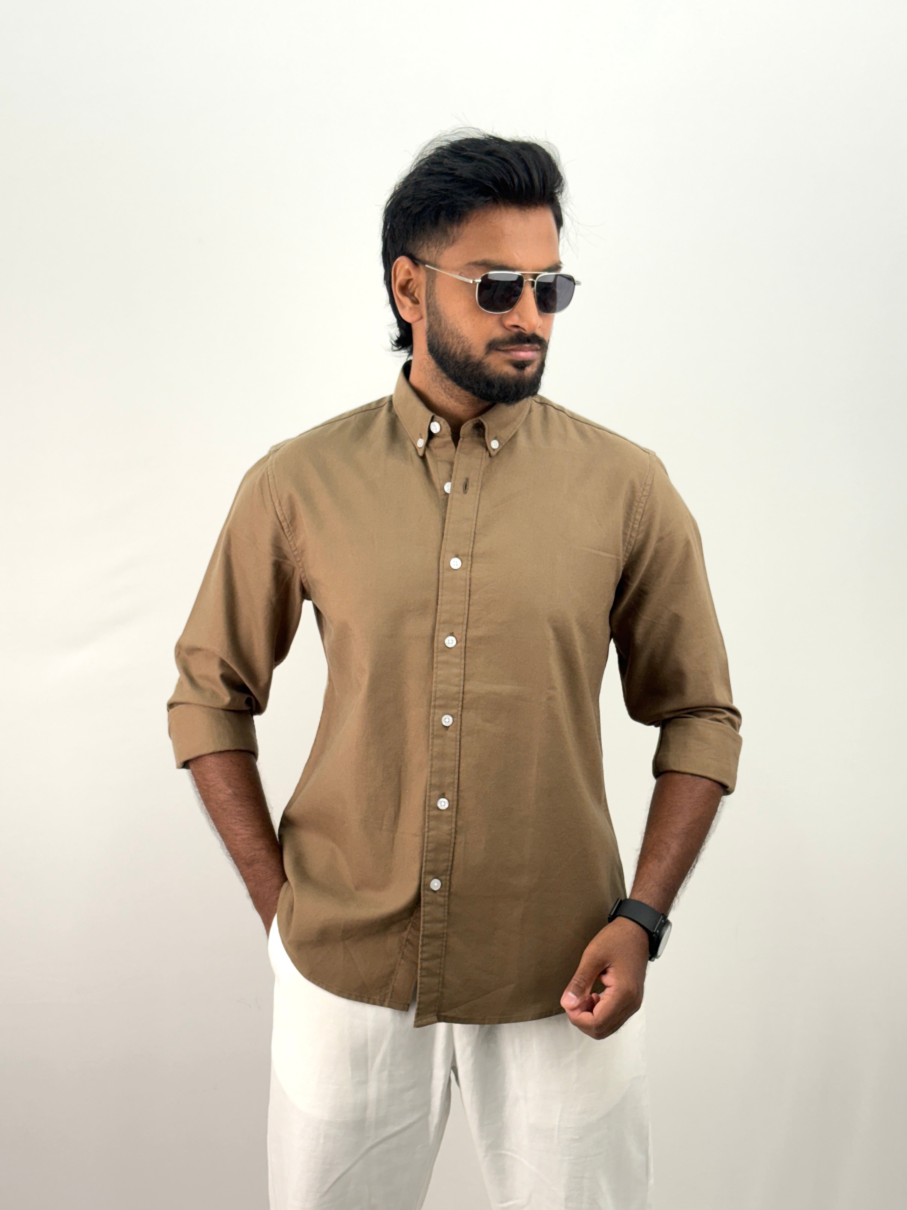 Khaki Elbow Patch Shirt