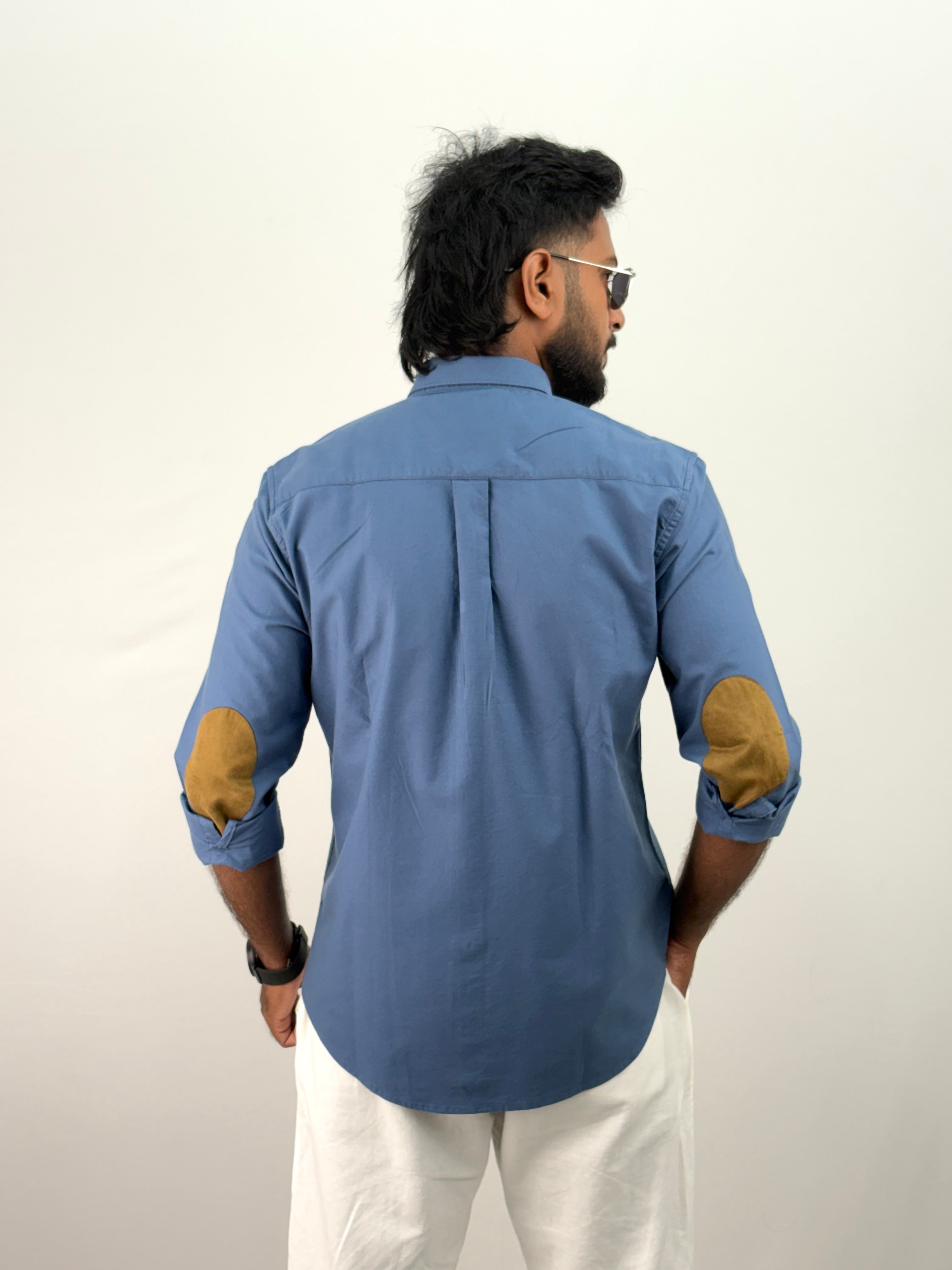 Blue Elbow Patch Shirt