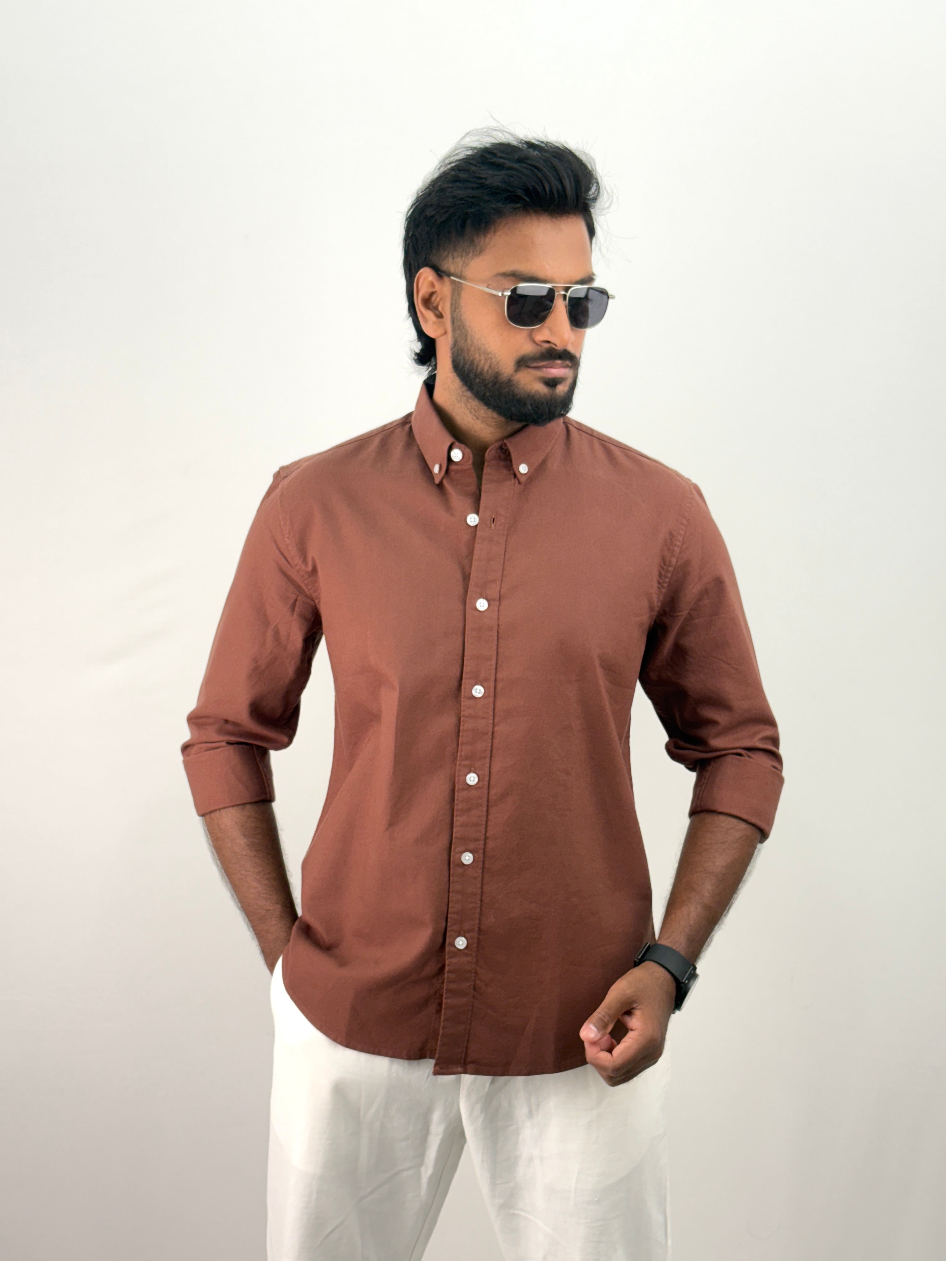 Brown Elbow Patch Shirt