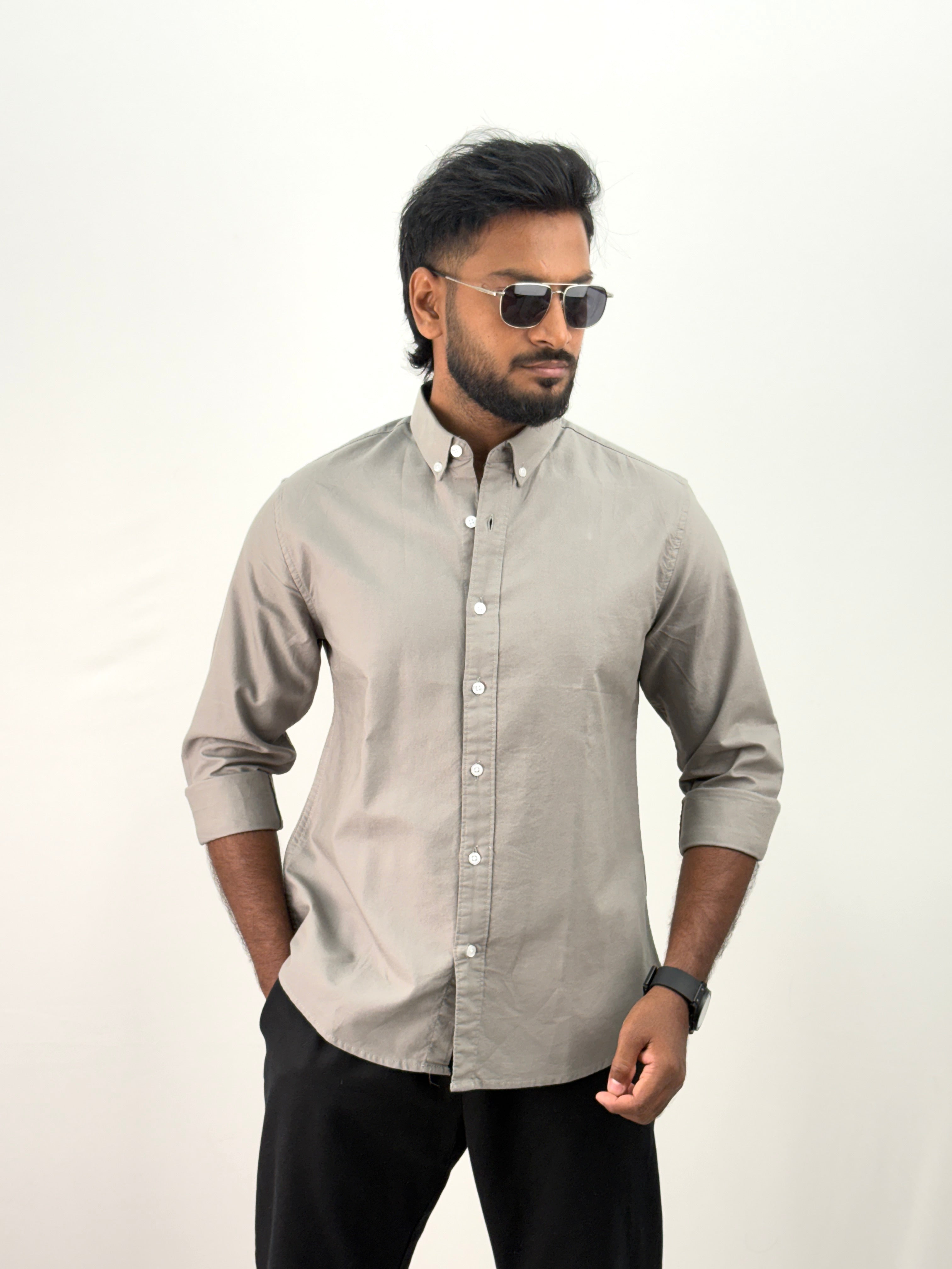 Grey Elbow Patch Shirt