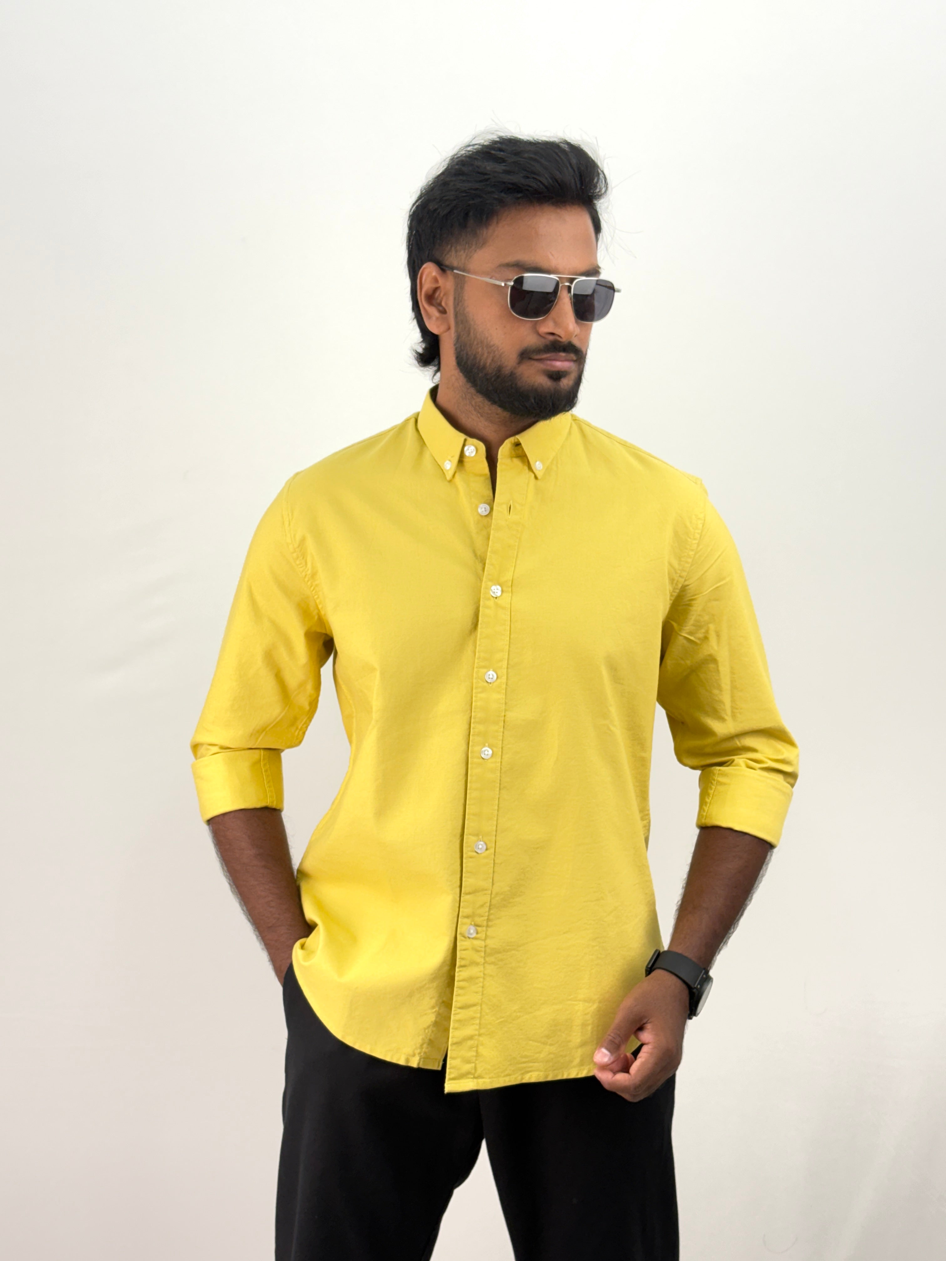 Yellow Elbow Patch Shirt