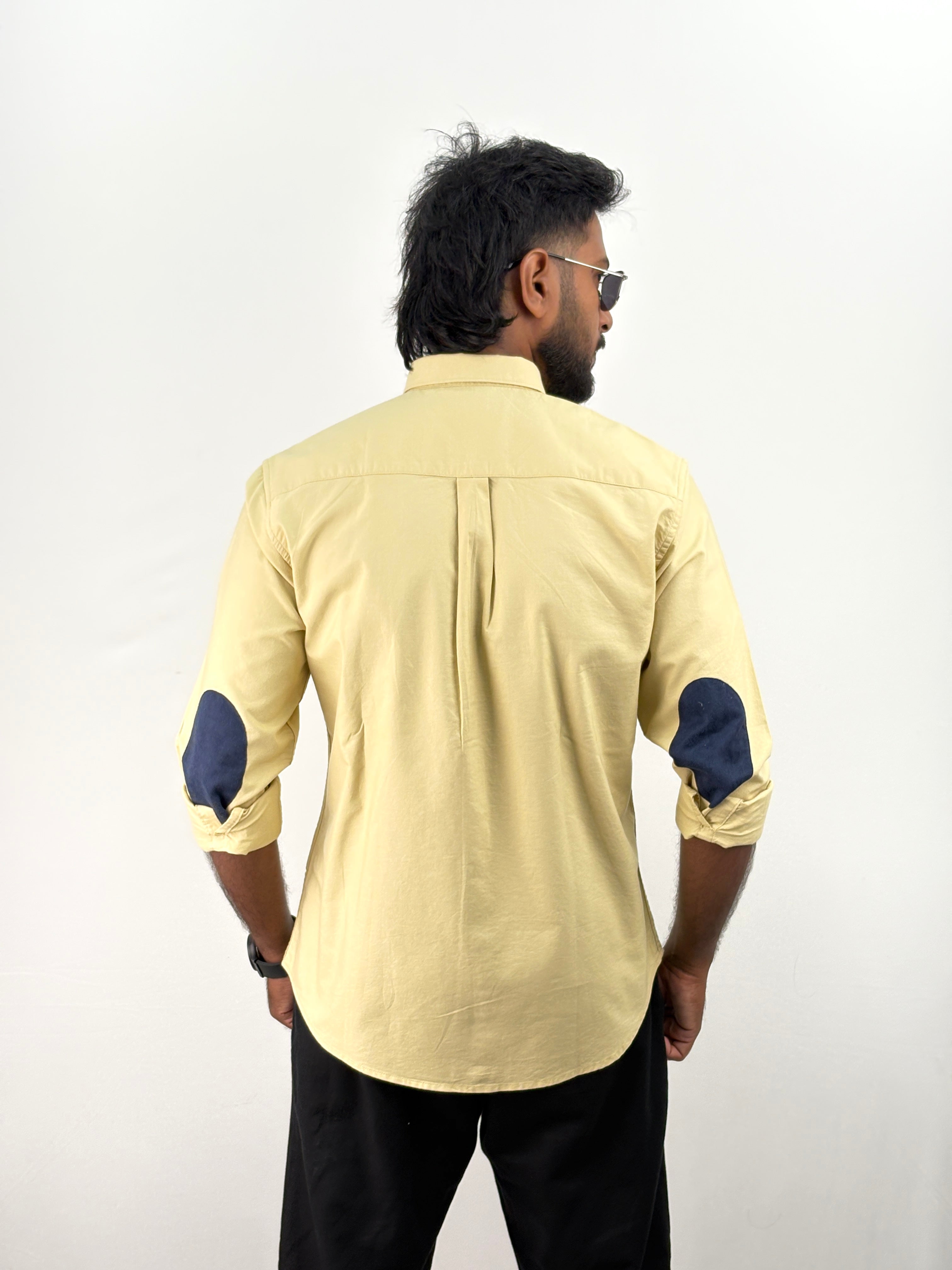 Light Yellow Elbow Patch Shirt
